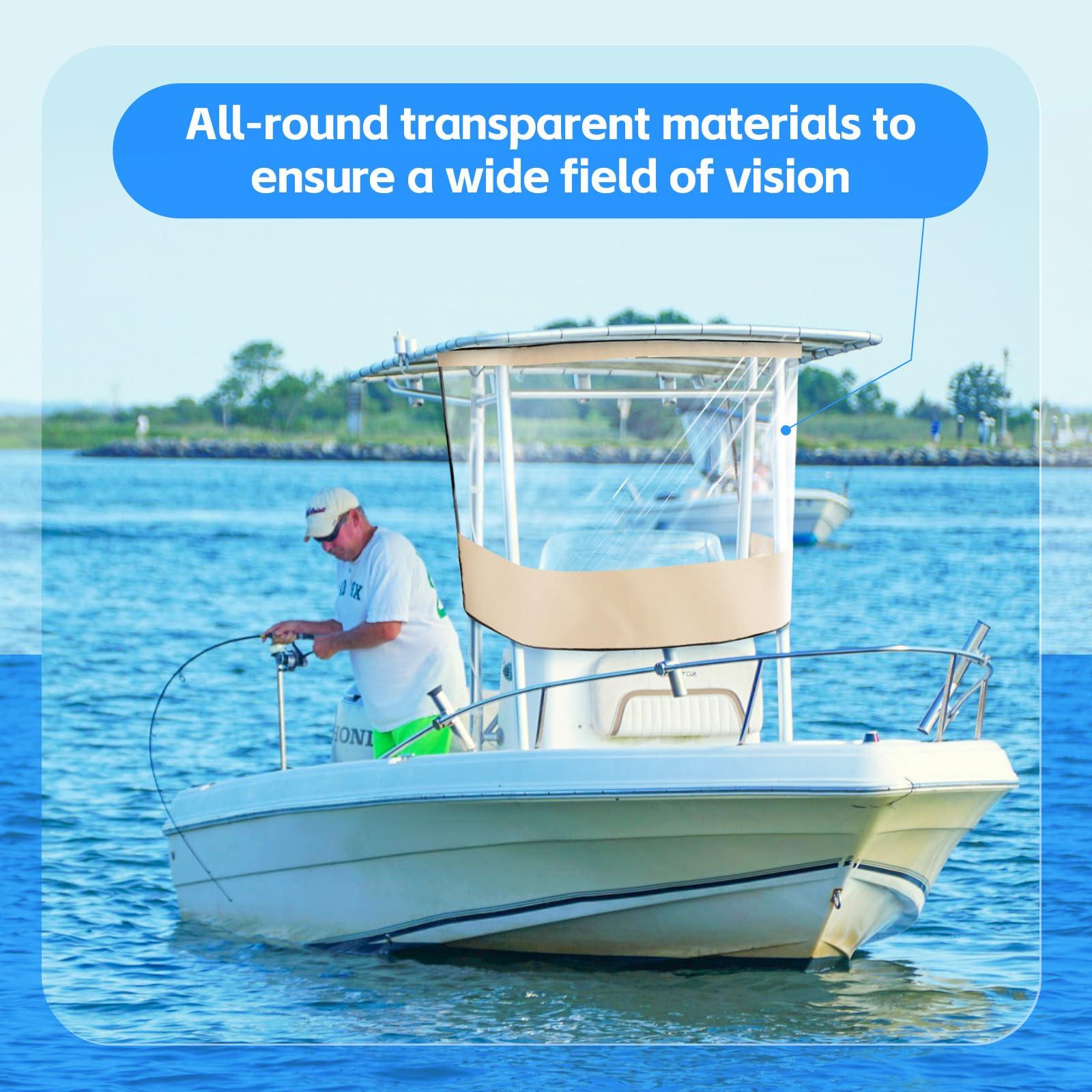 Fanfanwin Fanfanwin Universal T-top Boat Windshield Center Console T-top Enclosure Boat Accessories, Spray Shield, Clear Spray Curtain(for Consoles up to 27'')