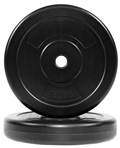 Signature Fitness Fitvids Vinyl Standard 1-Inch Plate Weight Plate for Strength Training and Weightlifting, 100-Pound Set with Barbell