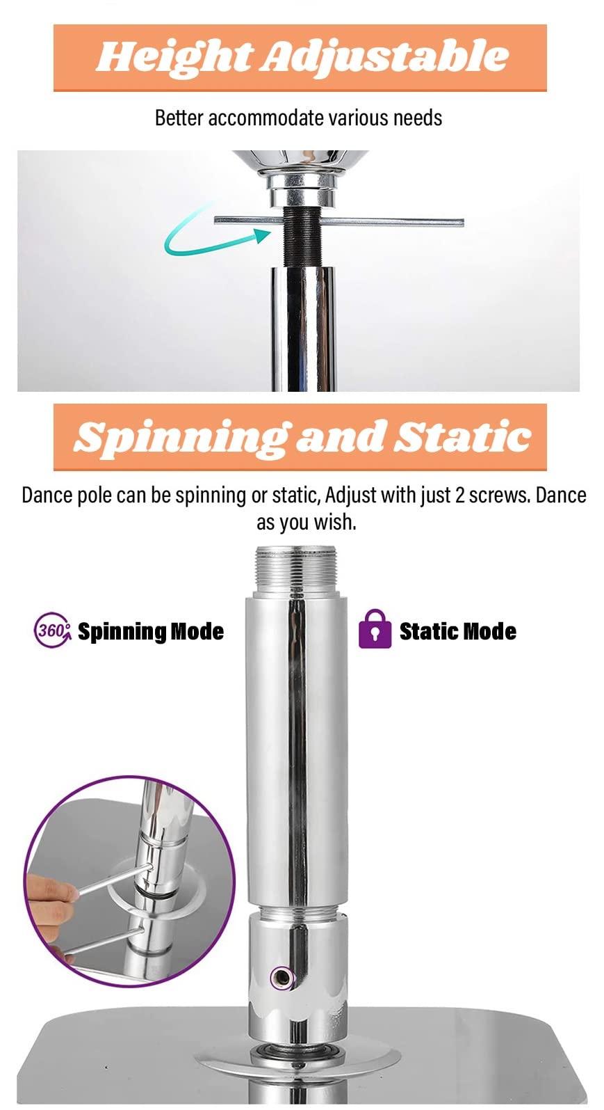 WAHHWF WAHHWF Chromed Steel Stripper Pole for Home 9ft 10ft 11ft 12ft Ceiling - Professional Spinning Dancing Pole for Apartment Gym Club, Portable Dance Pole Extension 45mm (Size : 320cm-335CM/10.5ft-11ft)