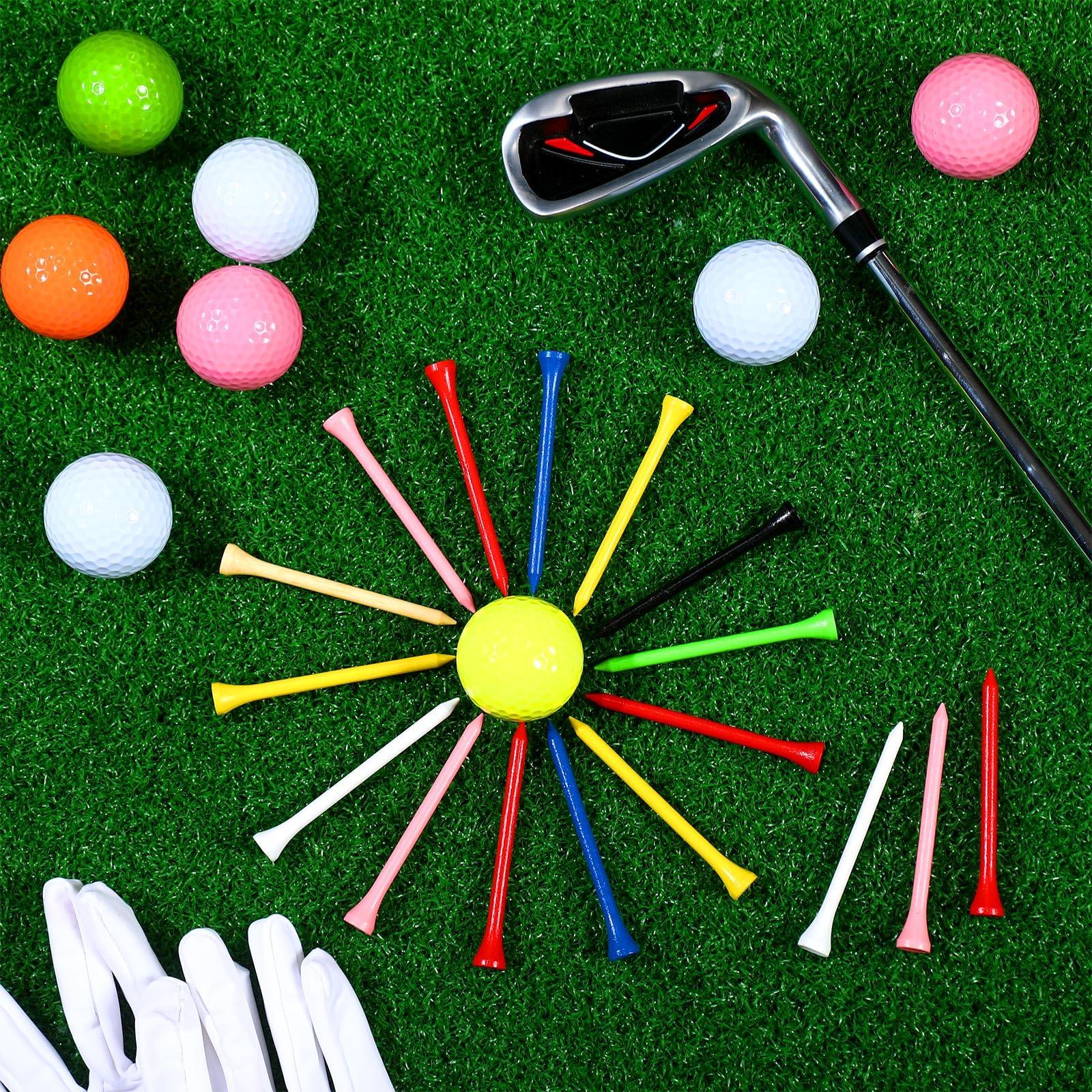 Mudder Mudder 2000 Pcs Bamboo Golf Tees Bulk Professional Golf Tees Reduce Friction Side Spin for Club Men Women Kids Accessories(Multicolor,3-1/4 Inch)