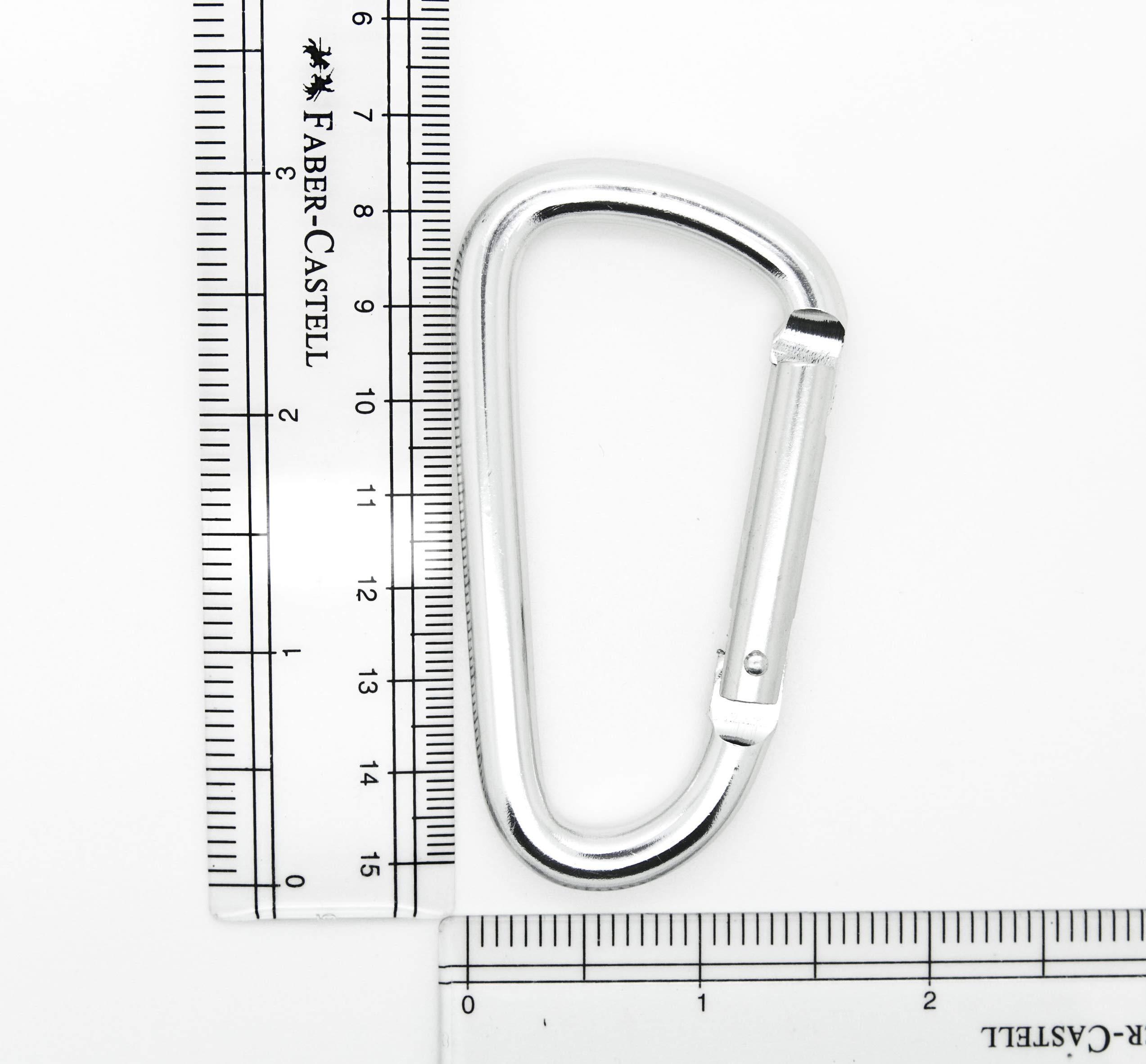 ONDEPOT 3\" Aluminum Carabiner D Shape Buckle Pack, Keychain Clip, Spring Snap Key Chain Clip Hook Buckle (Silver (12 Pack))