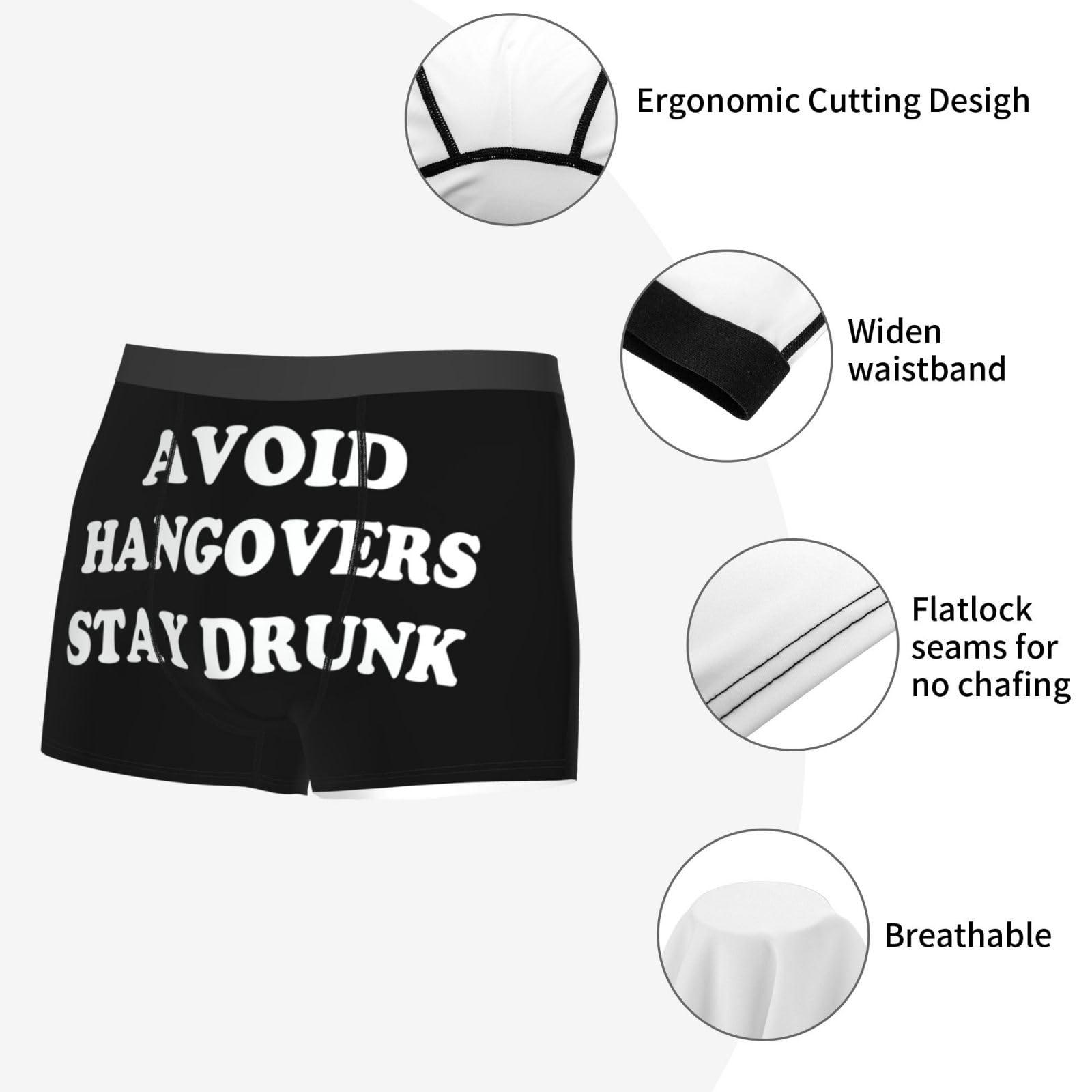 Diputer Diputer Avoid-Hangovers-Stay-Drunk-Boxers Funny Boxer Briefs For Mens Novelty Boxer Shorts Humorous Underwear -Xxl Black