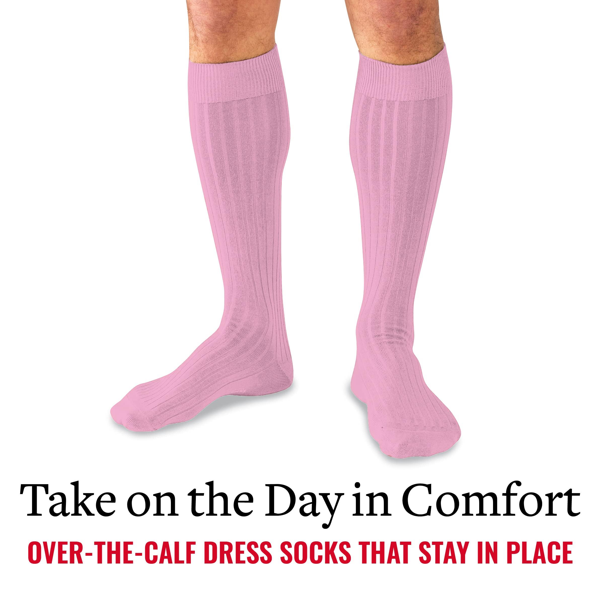 BoardroomSocks Merino Wool Dress Socks for Men Over-the-Calf, Ribbed Wool Dress Socks for Mens Size 8-12 Comfortable and Breathable Socks with Reinforced Heel and Toe by Boardroom Socks, Pink