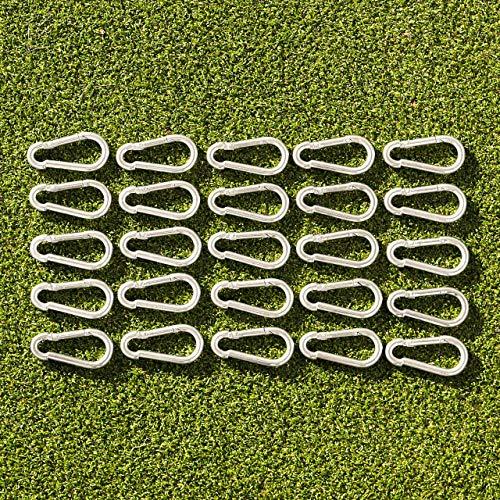 Net World Sports Snap Hooks [10/25/50 Packs] | Galvanised Steel Heavy Duty Hooks | Bulk Carabiner Clip Set for Net Hanging Cables | Snap Fasteners for Sports Netting | Spring Clips (5mmx50mm, 25 Pack)