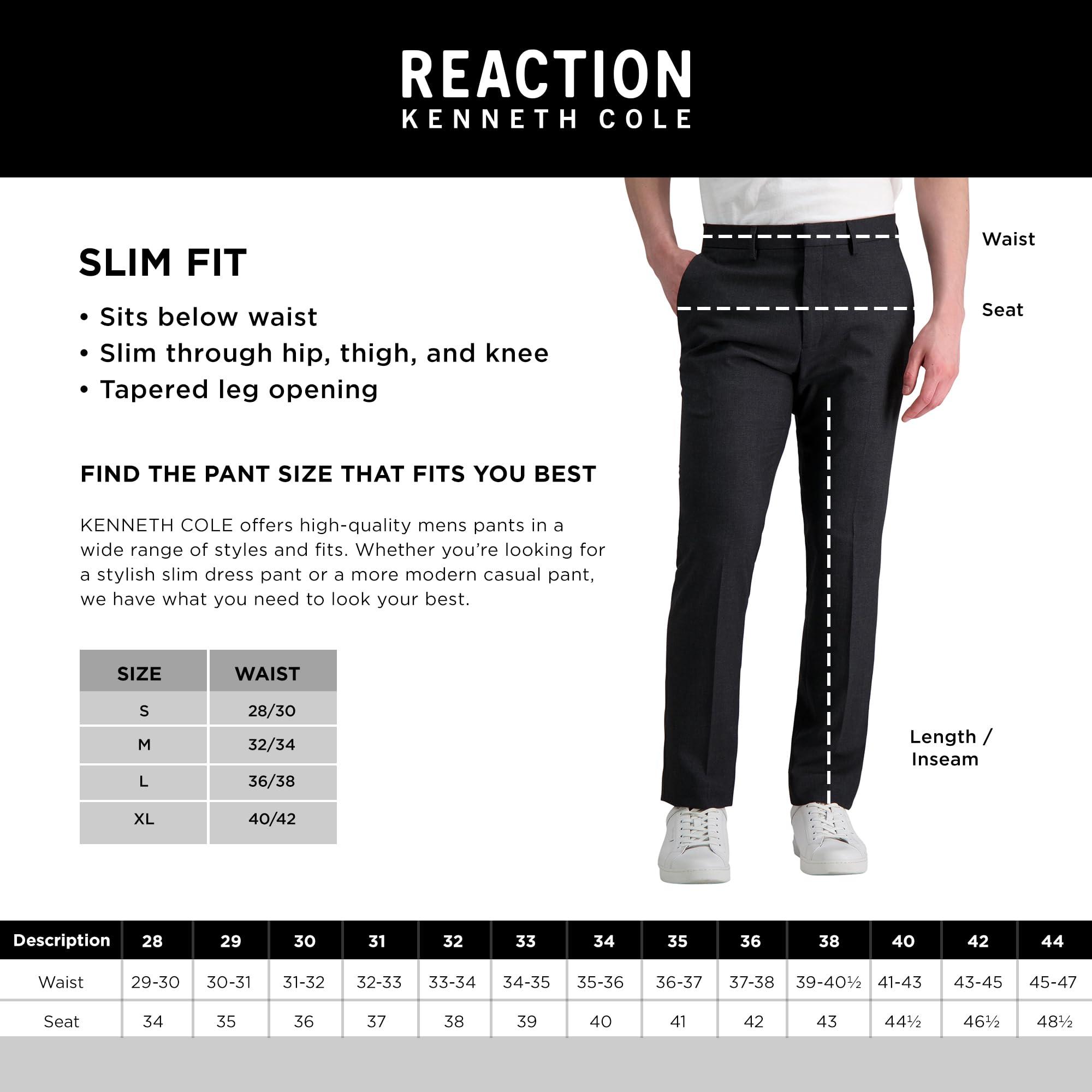 Kenneth Cole Reaction Kenneth Cole Reaction Men's Slim Fit Solid Performance Dress Pant, Black, 36W x 32L