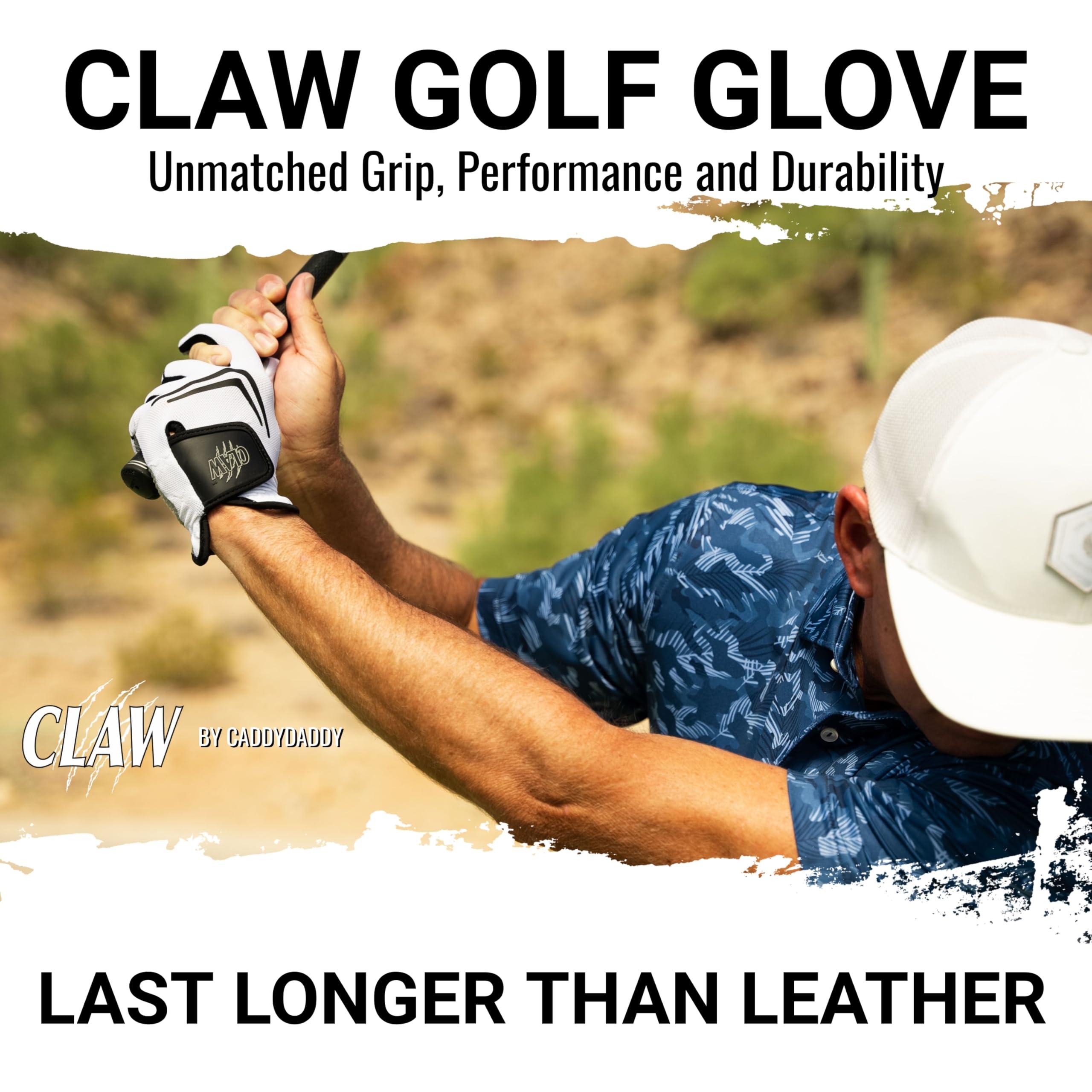 CaddyDaddy CADDYDADDY Claw Golf Gloves for Men | Flex-Mesh Design for Cool Ventilation | Lasts 3-5 Times Longer than Leather | Silicone-Web Coating for Maximum Grip | 100% Machine-Washable | WHITE | LH-CADET MED