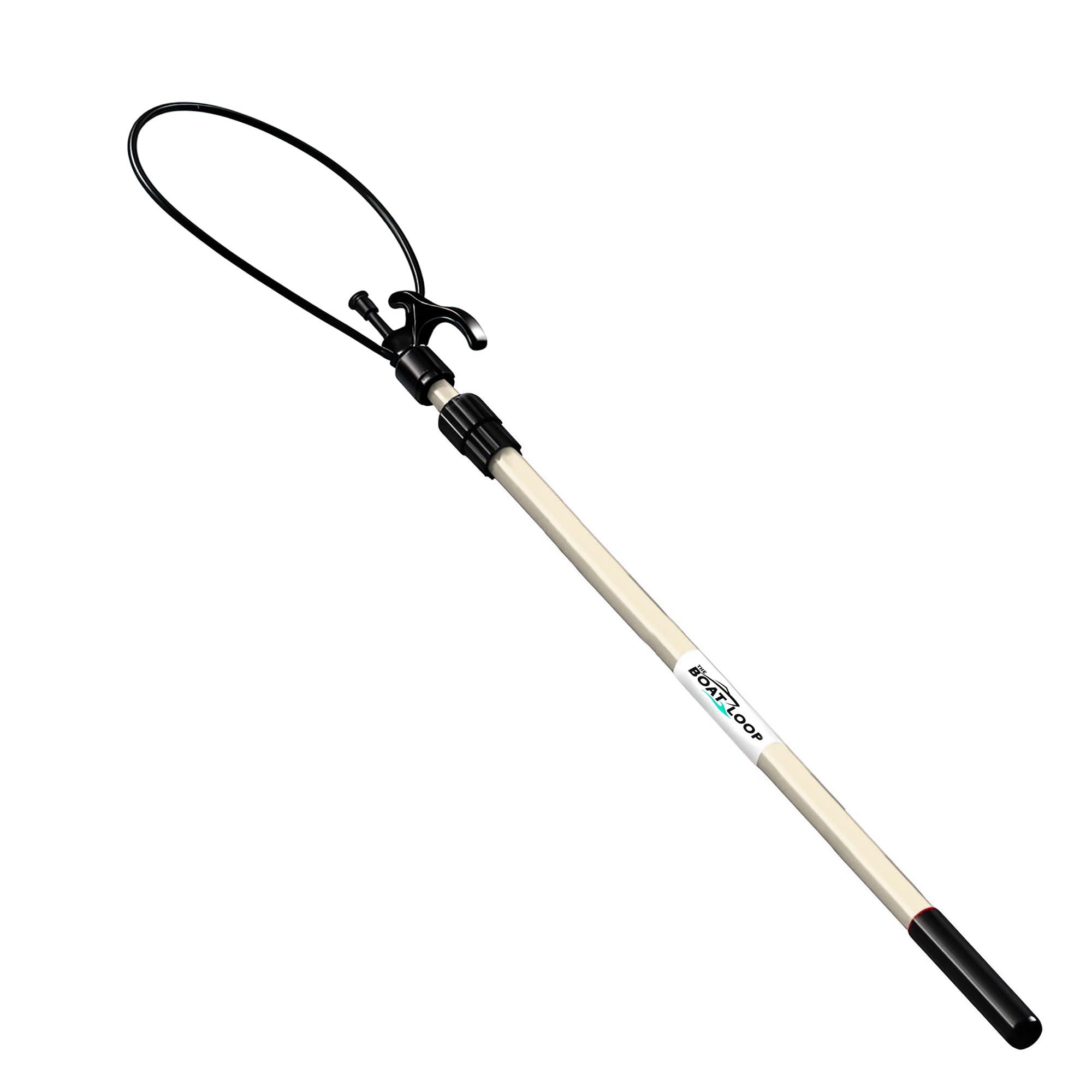 The Boat Loop Boat Loop Extendable Fiberglass Boat Hook with Dual Loops & Rubber Tip - Adjustable 2-8ft Pole for Dock Lines & Rope Handling - Marine Boat Accessories with Quick-Lock Release System