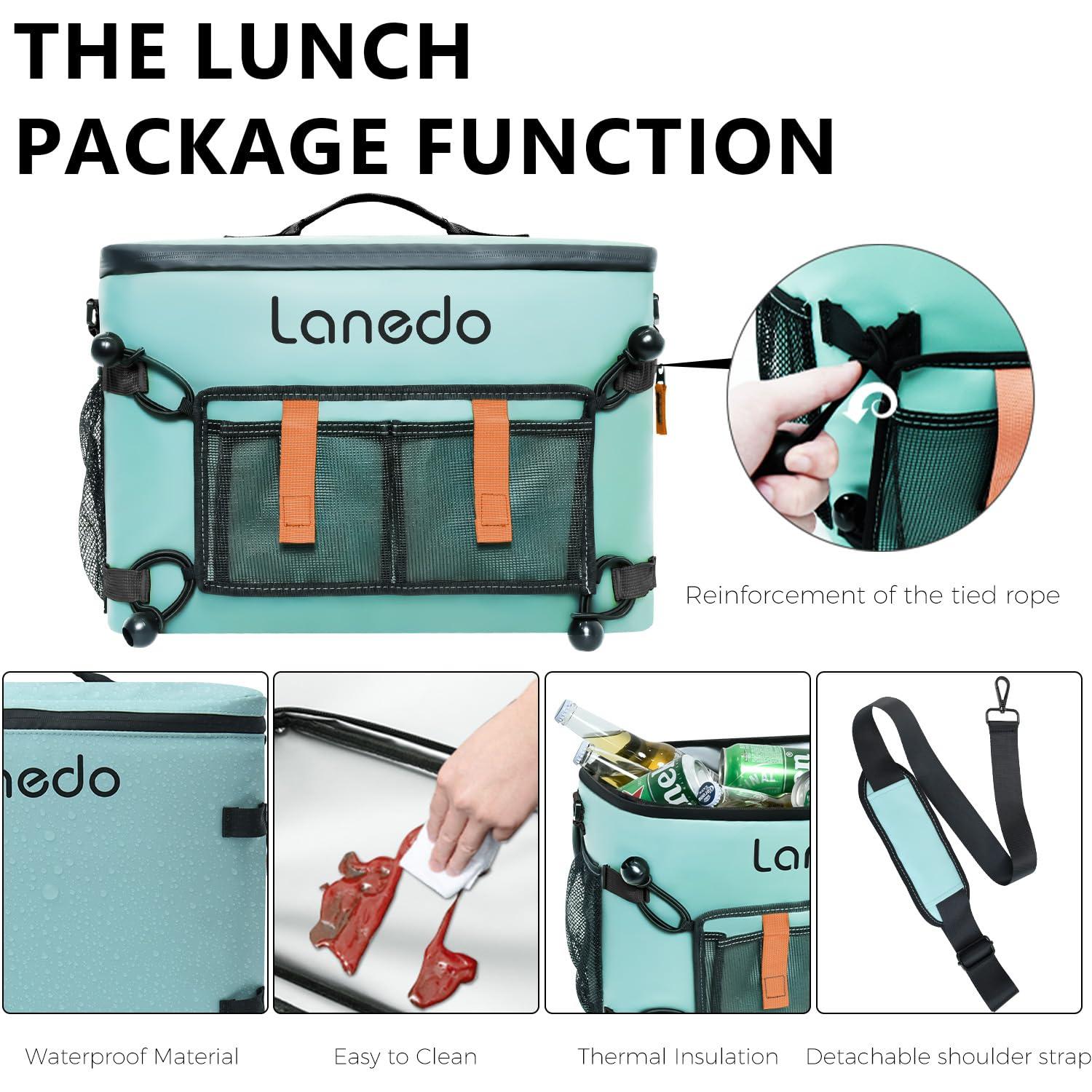 Lanedo Lanedo Deep Freeze Cooler Soft Sided Cooler Bag, 34 Can Collapsible Insulated Ice Chest, Large Leakproof Camping & Travel Cooler for Kayaking & Beach