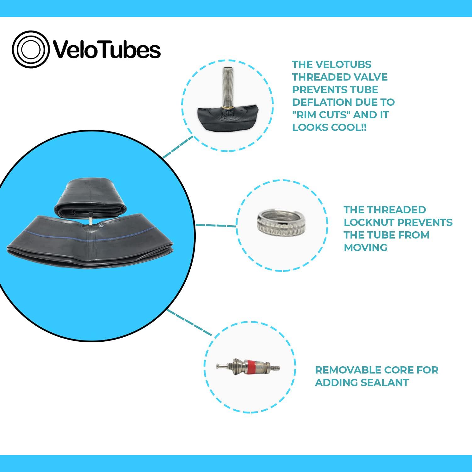VeloTubes VeloTubes 26 x 4.0 33mm Schrader (Auto) Valve, Durable Butyl Rubber Fat Bike Inner Tube, Bicycle Inner Tube for Bike Tire (Pack of 2)