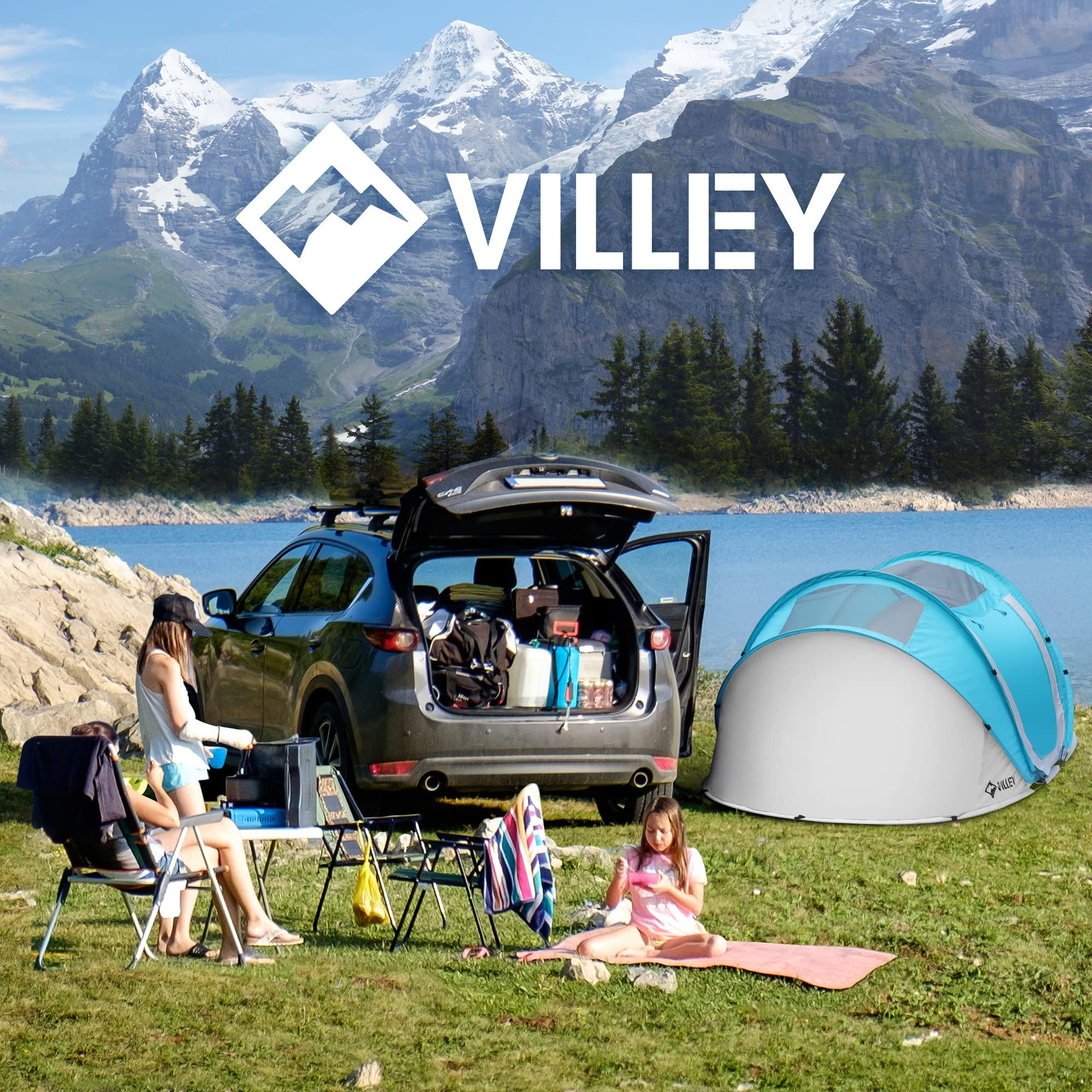 VILLEY VILLEY 2-Person Easy Pop Up Tent, Waterproof Automatic Setup Instant Lightweight Camping Beach Tent with Carrying Bag for Camping, Hiking & Traveling - Blue