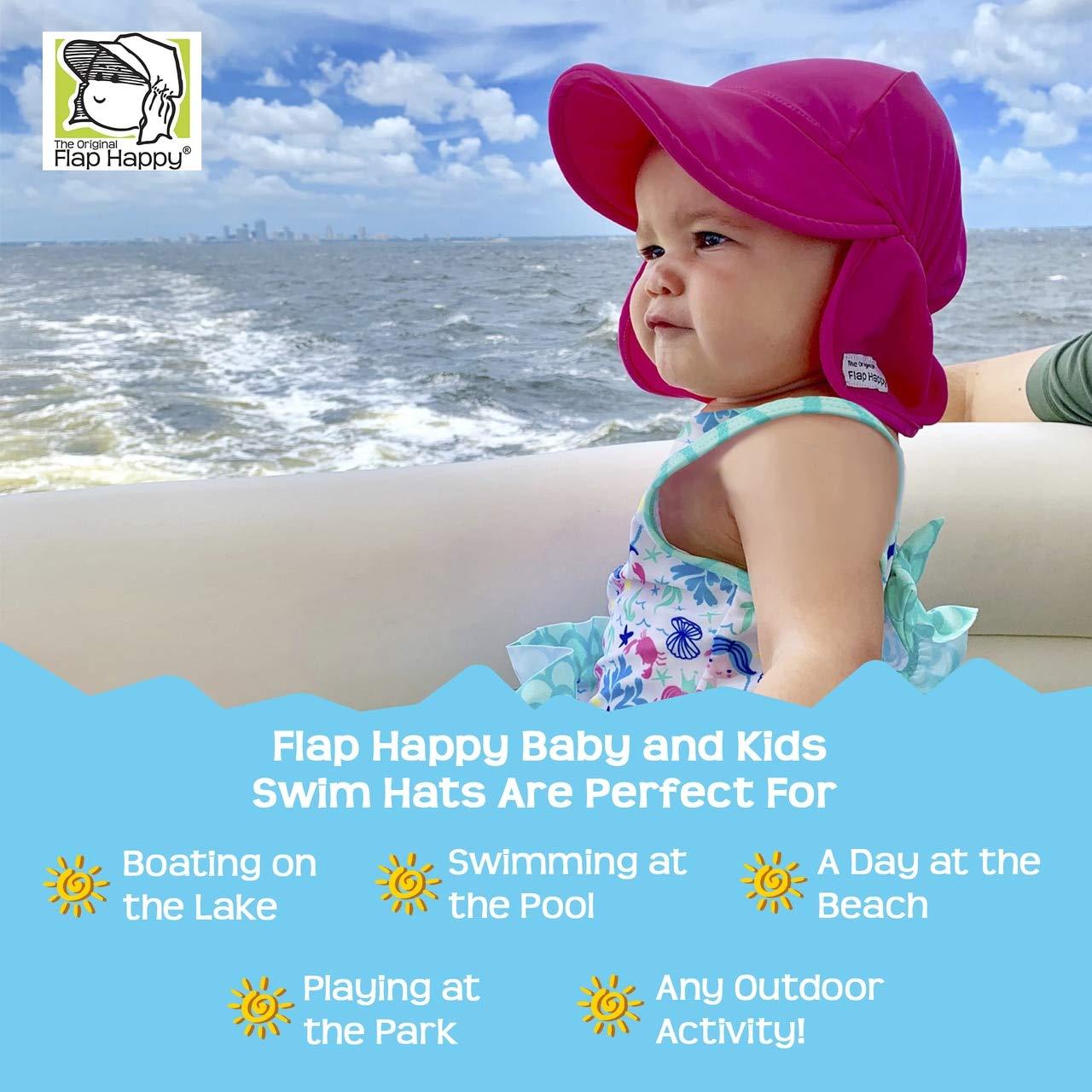Flap Happy Flap Happy Baby Sun Hat - UPF 50+ Swim Hat with Neck Flap for Sun Protection, Floats on Water, Recycled Fabric - Red, X-Large