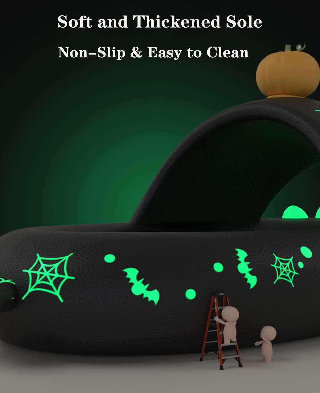 Jfxgjuv Jfxgjuv Halloween Luminous Shark Slippers Cloud Shark Slides Angler Fish Slides Glow in The Dark Christmas Shark Slides Halloween and Christmas Shoes for Women Men (Hat A,12-13 Women/10-11 Men)