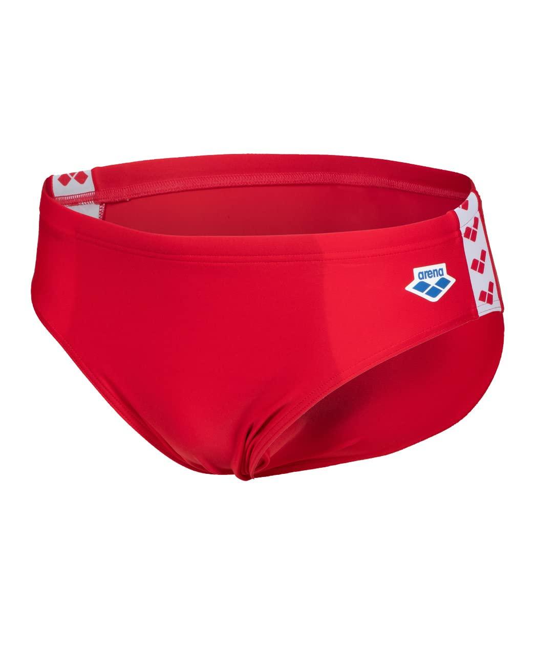 ARENA ARENA Feel Icons Solid Men's Swim Brief Waterfeel Stretchy Fitness Swimming Stylish Suit, Red, 34