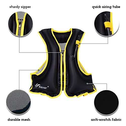 NAXER NAXER Inflatable Buoyancy Jackets Vests for Adults Kayak Kayaking Suit 90-200 lbs Easy Snorkeling Swimming Boating Paddleboarding Water Sports