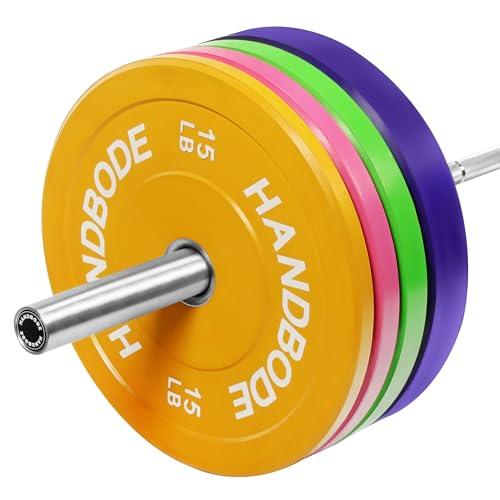 HANDBODE HANDBODE Bumper Plates Olympic Weight Plates, Colored Rubber plate for Weight Lifting and Strength Training 100LB