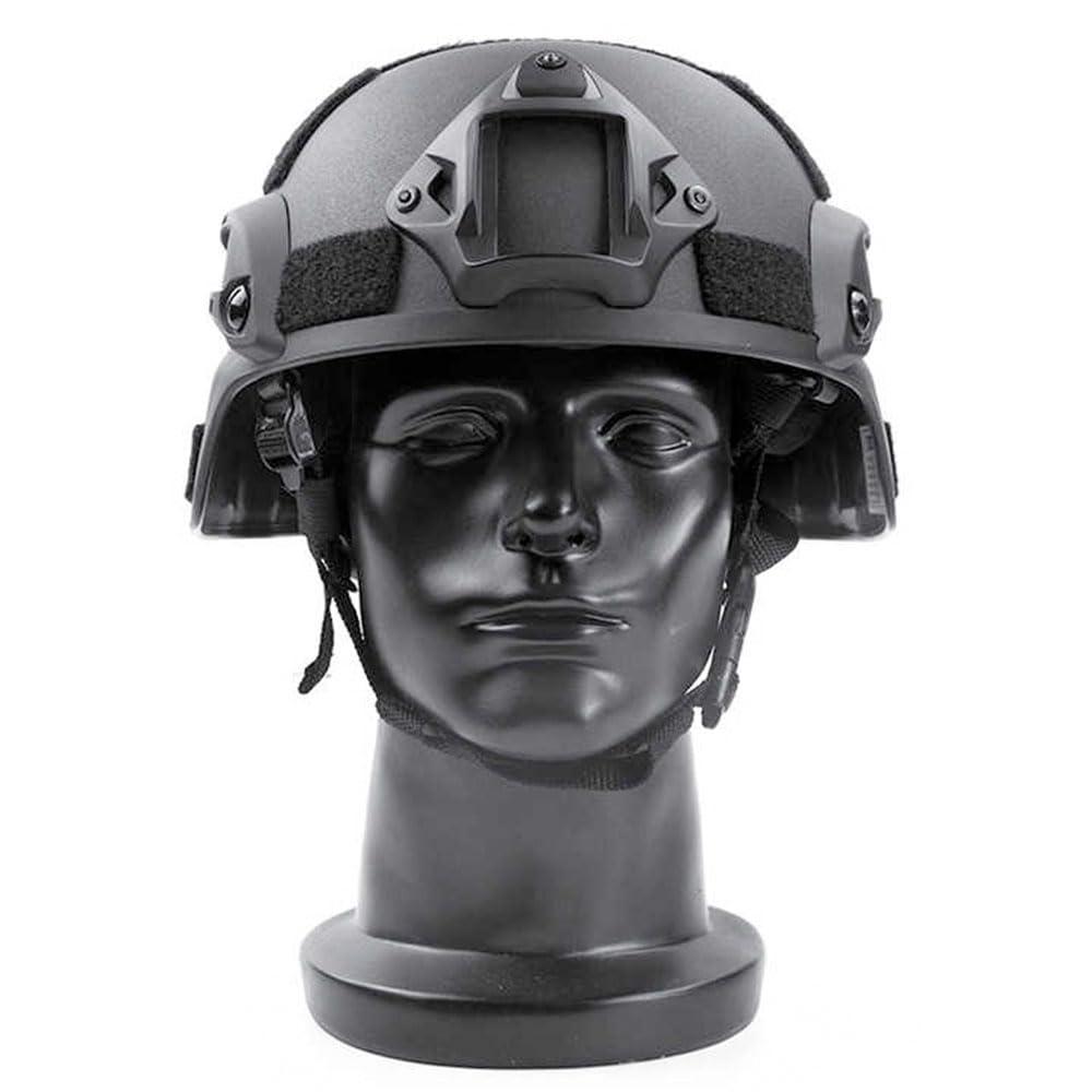 CMAIR4U CMAIR4U Airsoft Helmet Mich 2000 Tactical Helmet with Ear Protection, Front NVG Mount and Side Rail (Black)