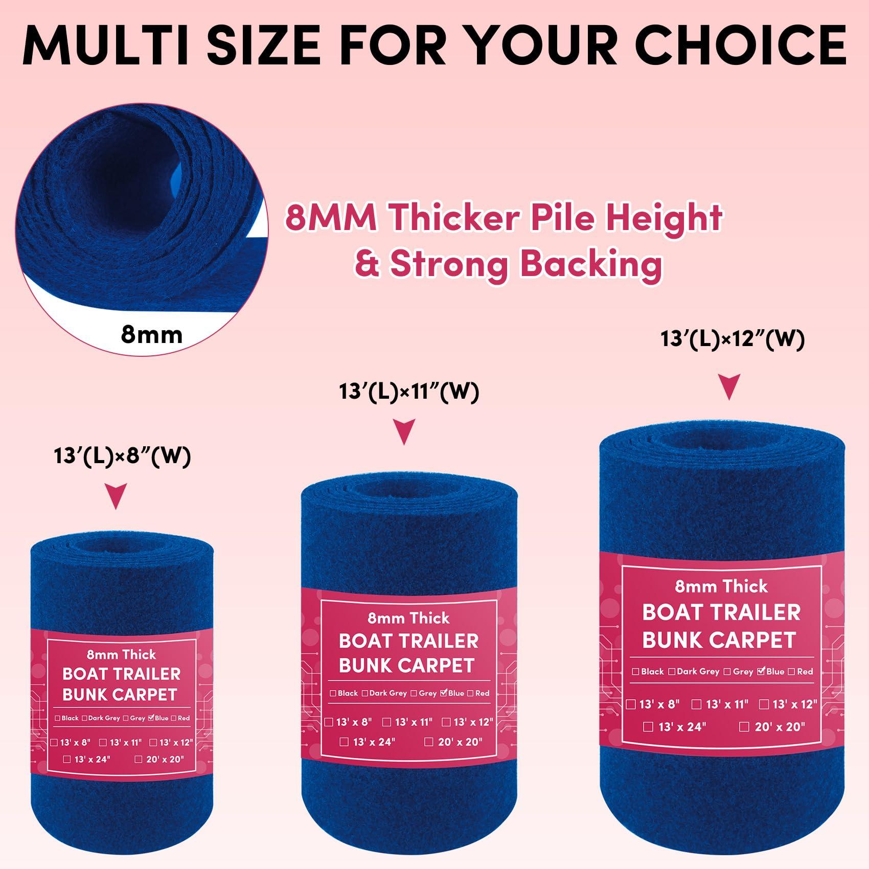 VEITHI VEITHI Boat Trailer Bunk Carpet Blue 12 inch x 13 feet - Bunk Carpet for Boat TrailersJet Ski Ramps