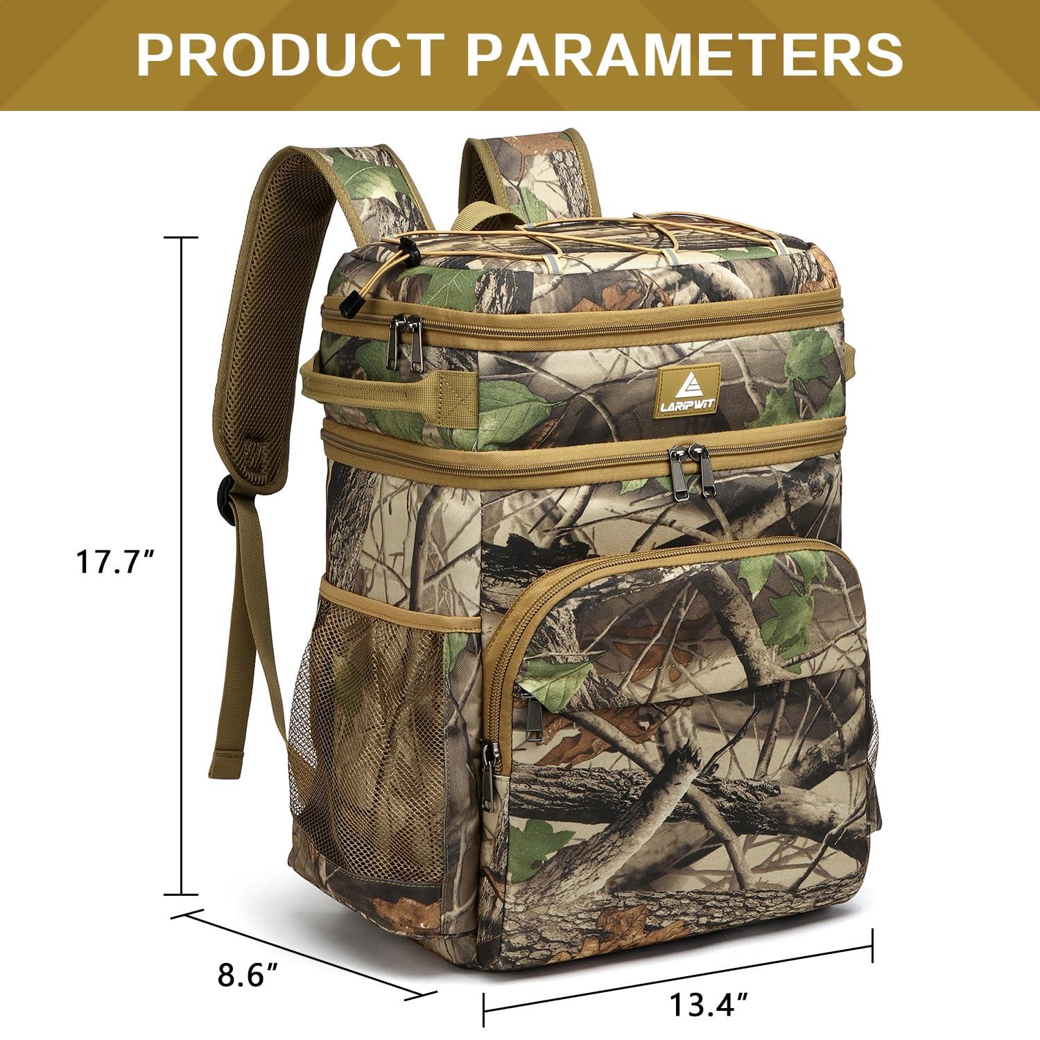 Laripwit Laripwit 54 Cans Backpack Cooler Insulated Leak-Proof Cooler Backpack Double Deck Lunch Backpack for Men Women - Perfect Soft Cooler Bag for Tactical, Camping, Picnic, Beach, Hiking