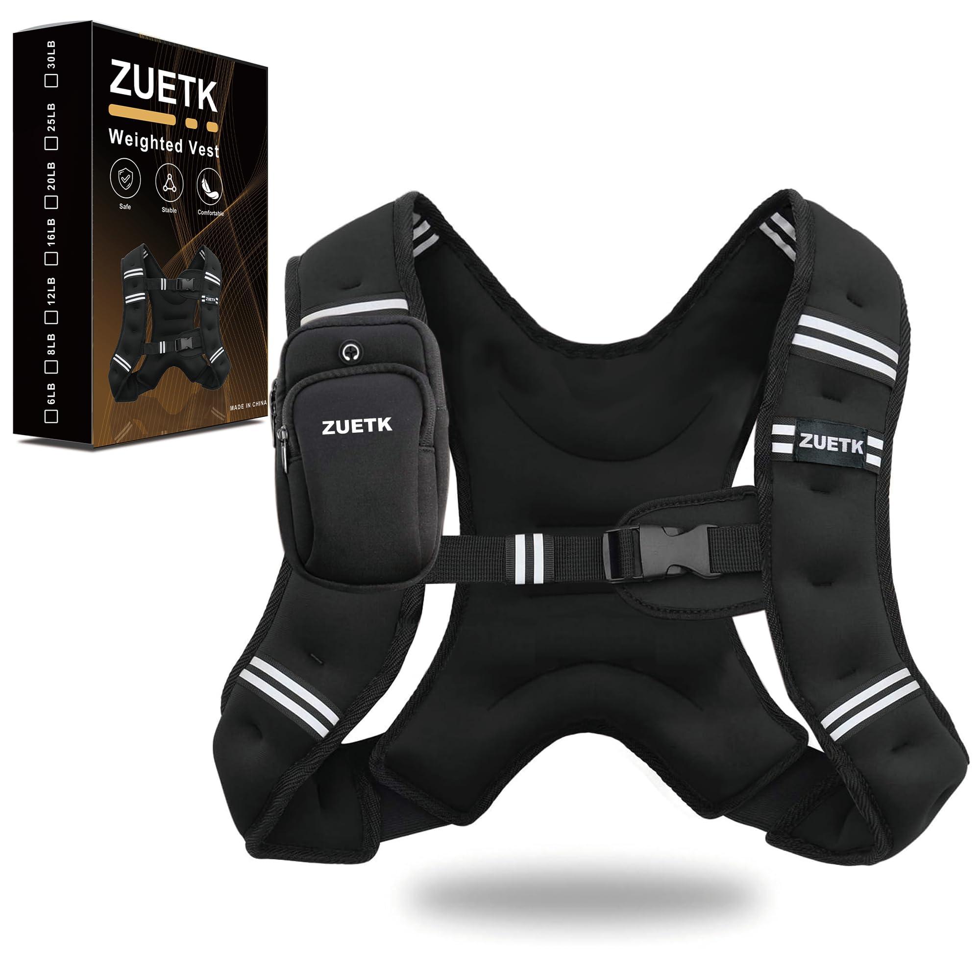 ZUETK ZUETK Weighted Vest, 6lb/8lb/12lb/16lb/20lb/25lb/30lb Weight Vest with Reflective Stripe, Weighted Vest for Men Women Workout Equipment for Strength Training, Running, Jogging, Fitness, Weight Loss