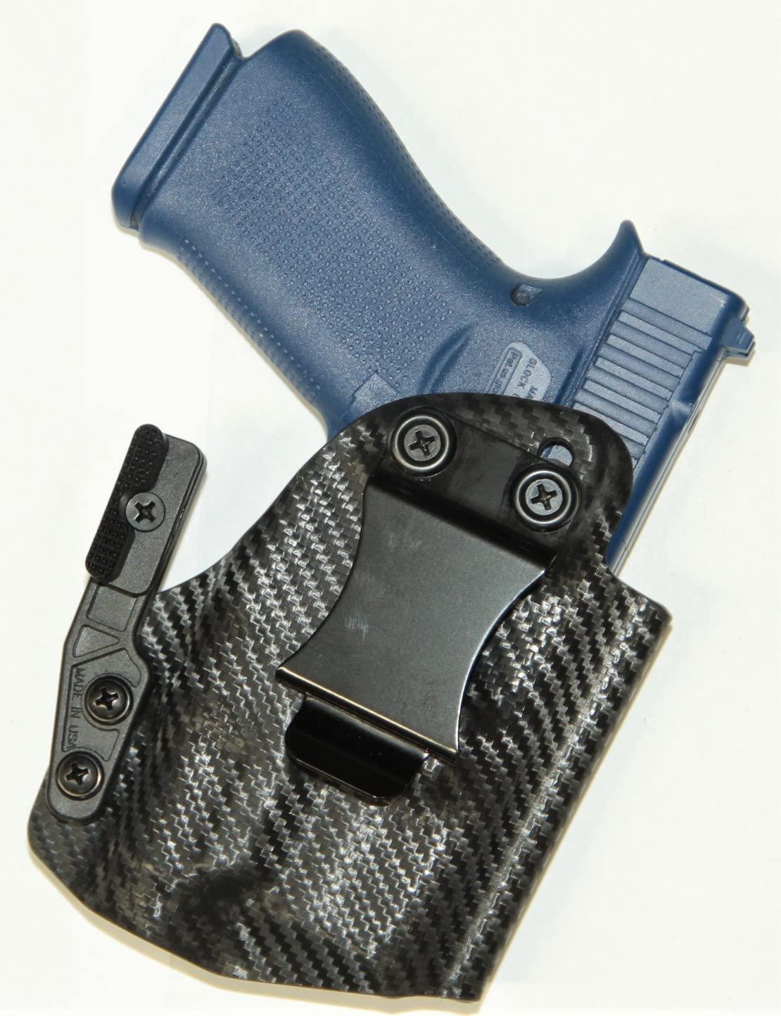 NineFit Basics REVKEL Kydex IWB/AIWB Holster Compatible with Glock Pistols with Olight PL2 Mini Valkyrie w/Modwing Claw. Black Carbon Fiber. Hand Crafted in Texas, USA. (Compatible with Glock 43, Left Hand Draw)