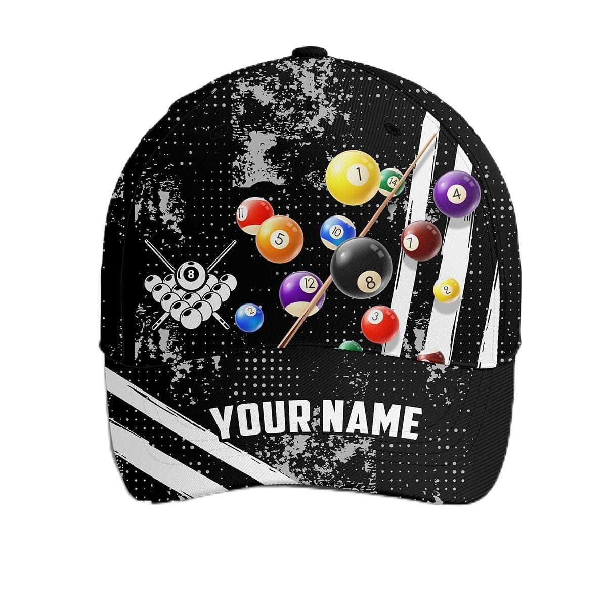 MABALETH Custom Billiard Hat, Custom Name US Flag Pool Balls Black Billiards Hat Cap, Billiards Gifts Billiars Hats, Billiards Hat Men, Billiards Hats Men, Billiard Ball Cap, Billiard Baseball Cap
