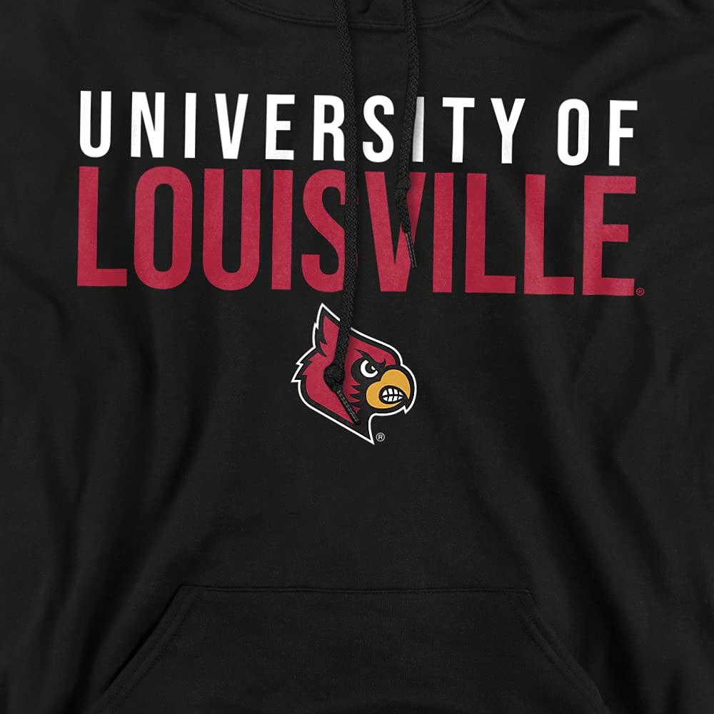 University of Louisville University of Louisville Official Stacked Unisex Adult Pull-Over Hoodie,Black, Large