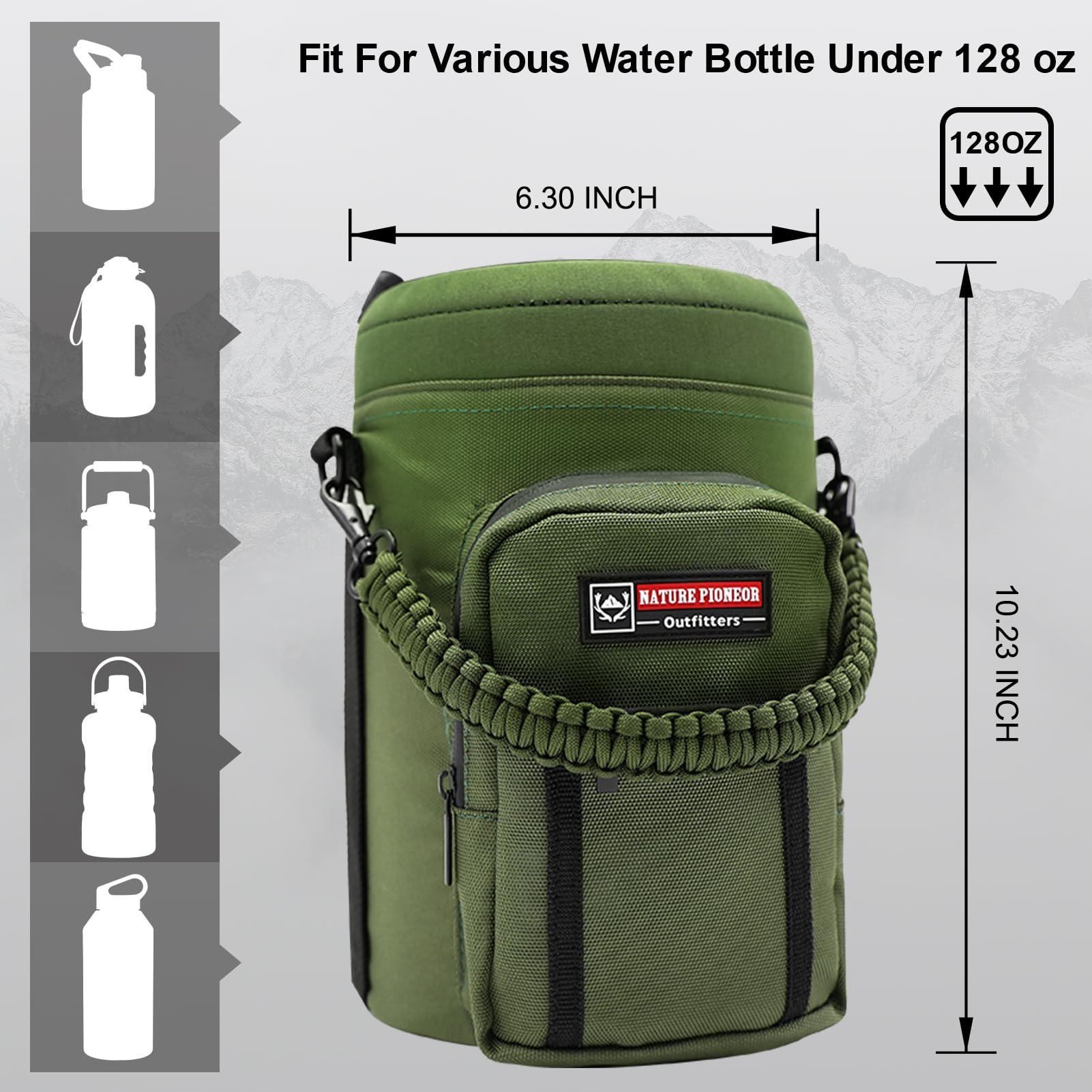 NATURE PIONEOR NATURE PIONEOR Insulated Water Bottle Holder with Shoulder Strap for One Gallon 128OZ Sports Water Jugs Bottles, Carrier/Pouch Sleeve for Outdoor Camping, Hiking,Gym