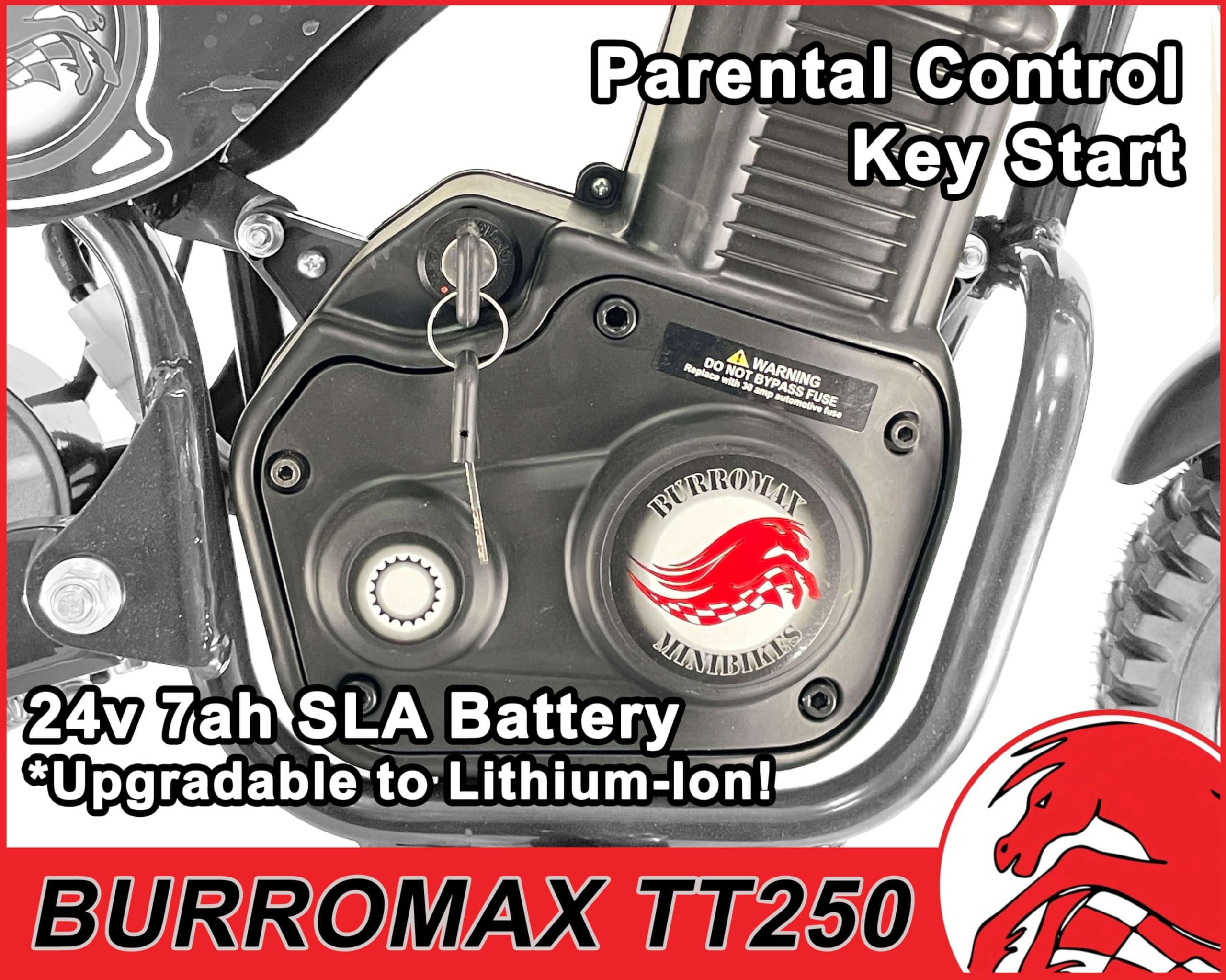 Burromax Burromax TT250 Electric Dirt Bike for Kids, 250w 24v 7ah, 2 Speeds, 14 Mph, Up to 150lb Rider, Off-Road Electric Mini Bike (Black)