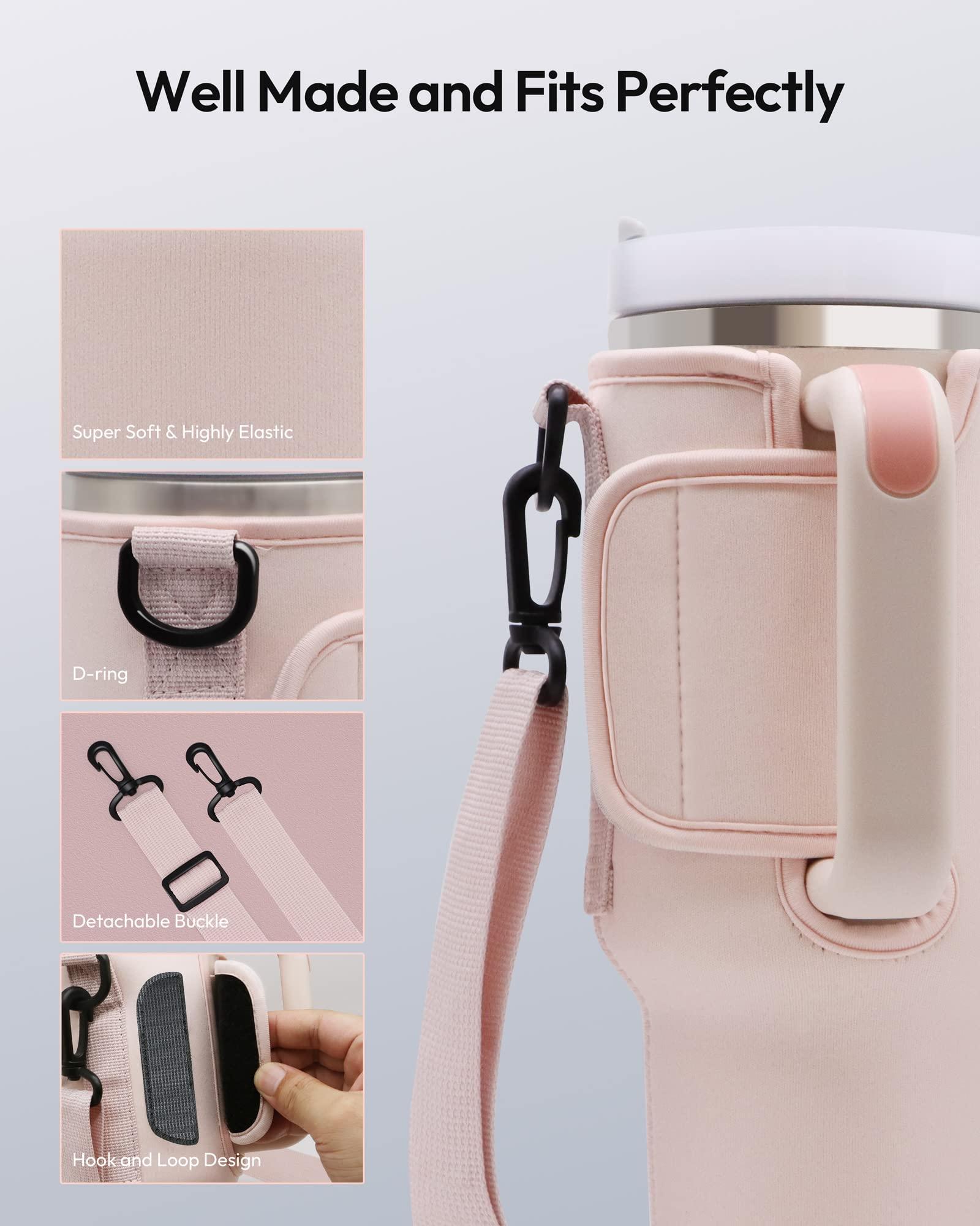 BILTRTE BILTRTE Water Bottle Carrier Bag for Stanley 40oz Tumbler with Phone Pocket, Water Bottle Holder Pouch with Adjustable Strap & Straw Cover for Hiking Travelling Camping