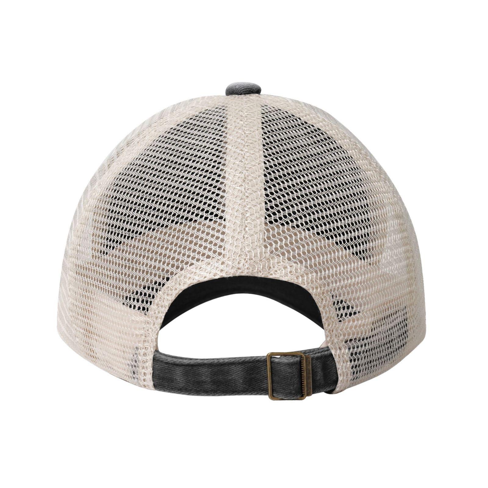 YVNUM YVNUM Vintage Mesh Cap Grumpa Like A Regular Grandpa Only Grumpier Funny Baseball Cap Dad Hat Cowboy Trucker Hat,Black