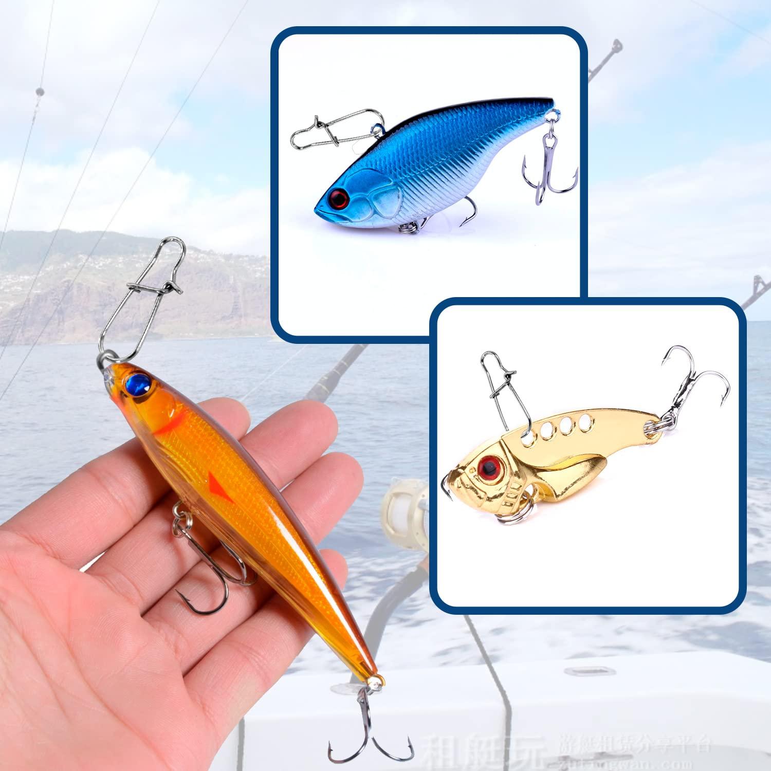 SINGMATOOLS SINGMATOOLS 100 Pack Dual Lock Fish Sinker Clips for Trolling, Freshwater Cross Lock Snaps, Power Clips