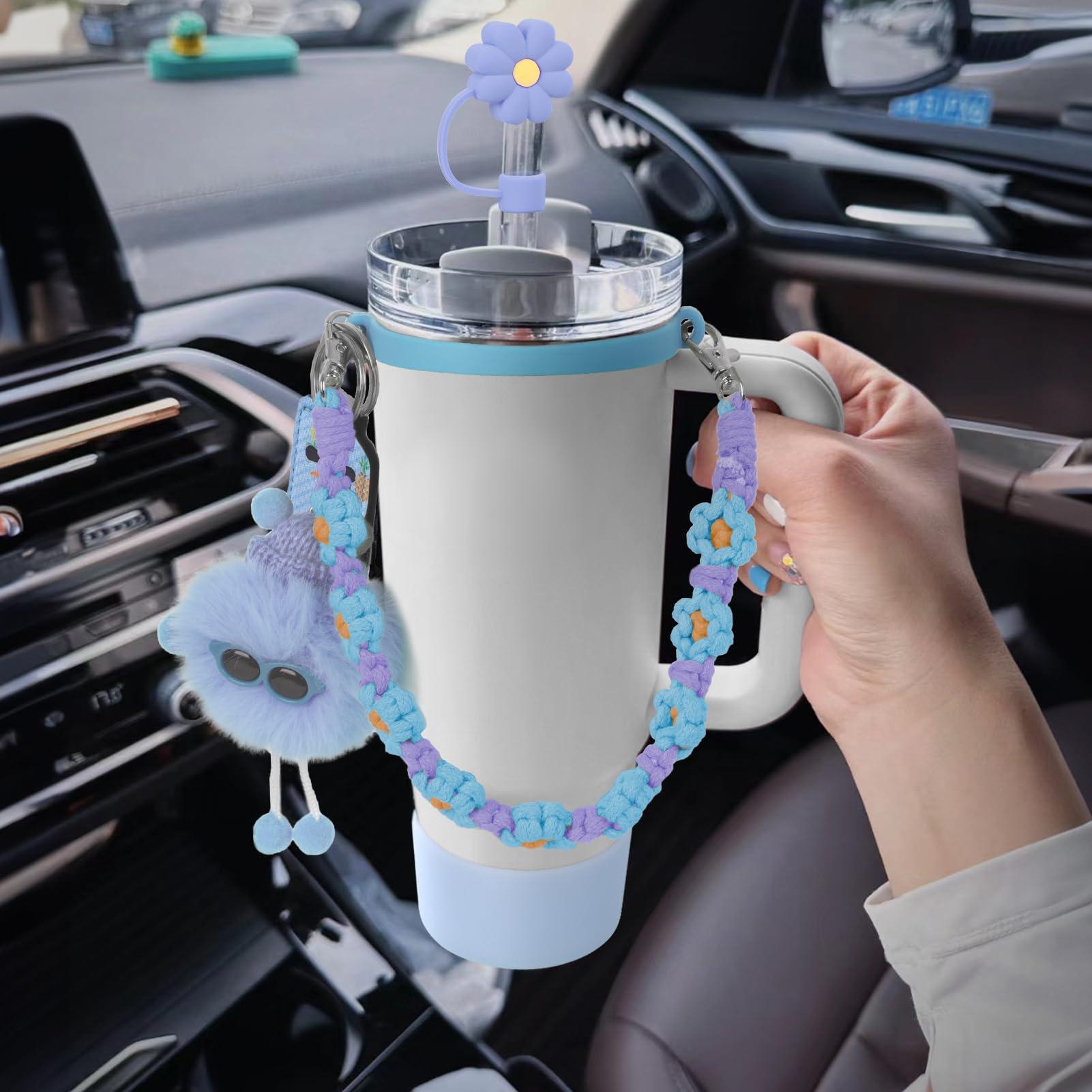 JUNIQUTE 6PCS Use for Stanley Cup Tumbler Accessories 40oz 30oz,Compatible with Stanley Cup Tumbler Water Bottle Handle Sling Strap for Carrying (blue)