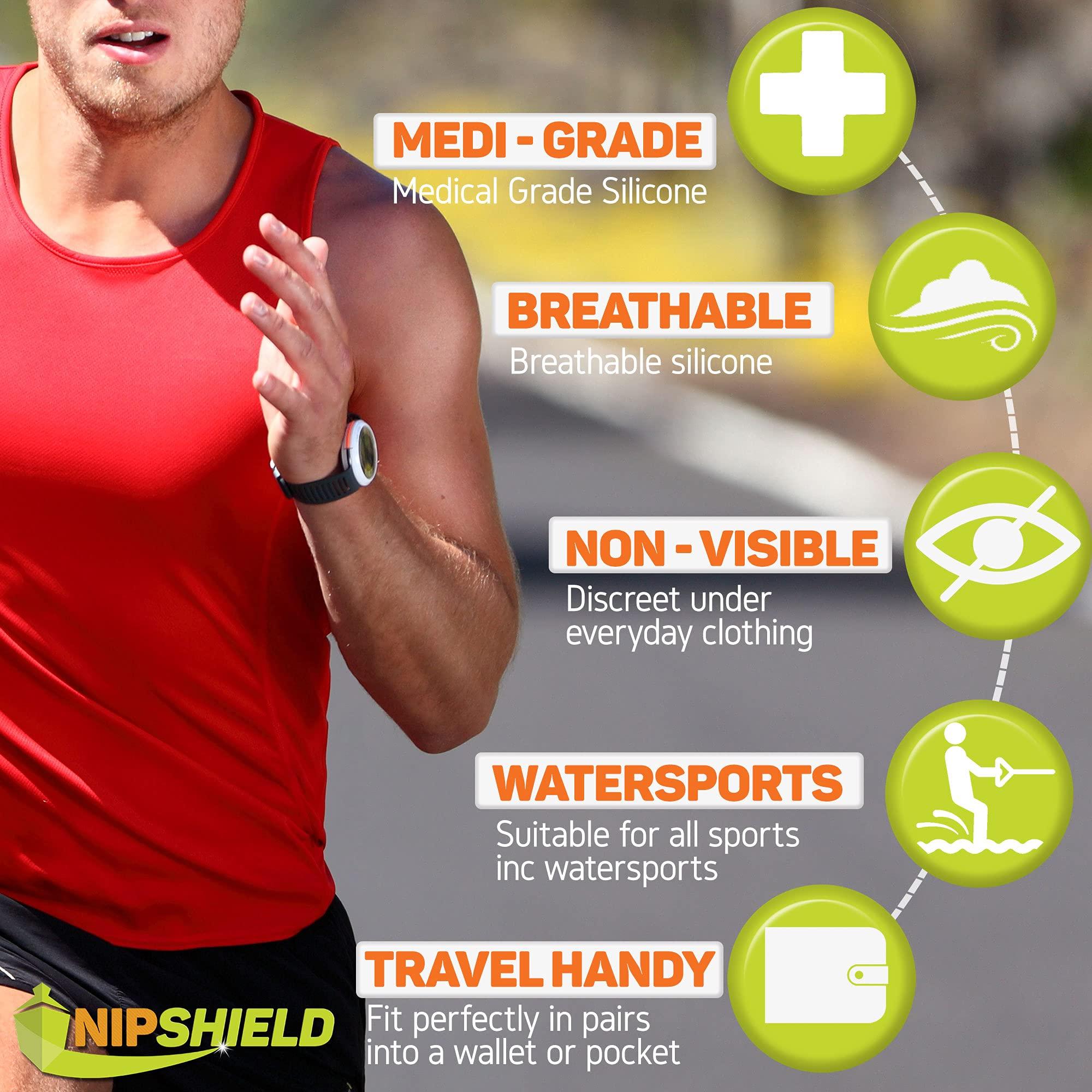 Nipshield NIPSHIELD Nipple Covers for Running 50-Pack - Anti Chafing Nip Guards for Jogging - Larger 35mm Running Nipple Shields - Sweat, Water- Resistant Nipple Pads - Disposable Travel Friendly Nip Protectors
