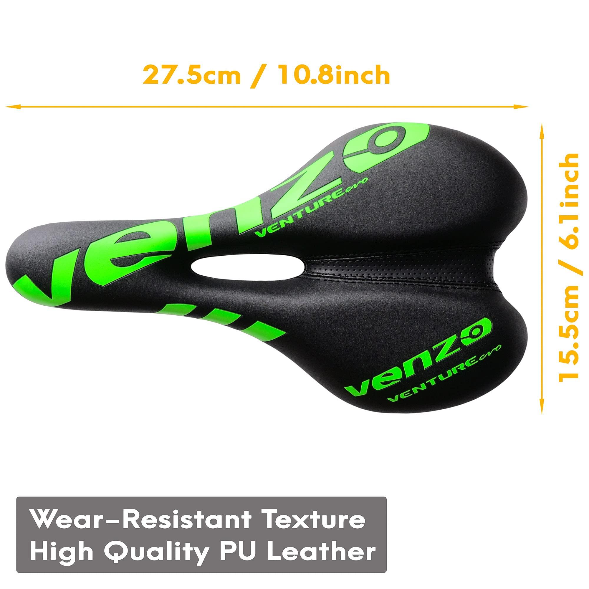 Venzo Venzo Comfortable Bike Bicycle Saddle Seat - for MTB, Road, Exercise, Trekking, Folding, Hybrid & Cruiser Bikes - XC Saddle Seat - Green