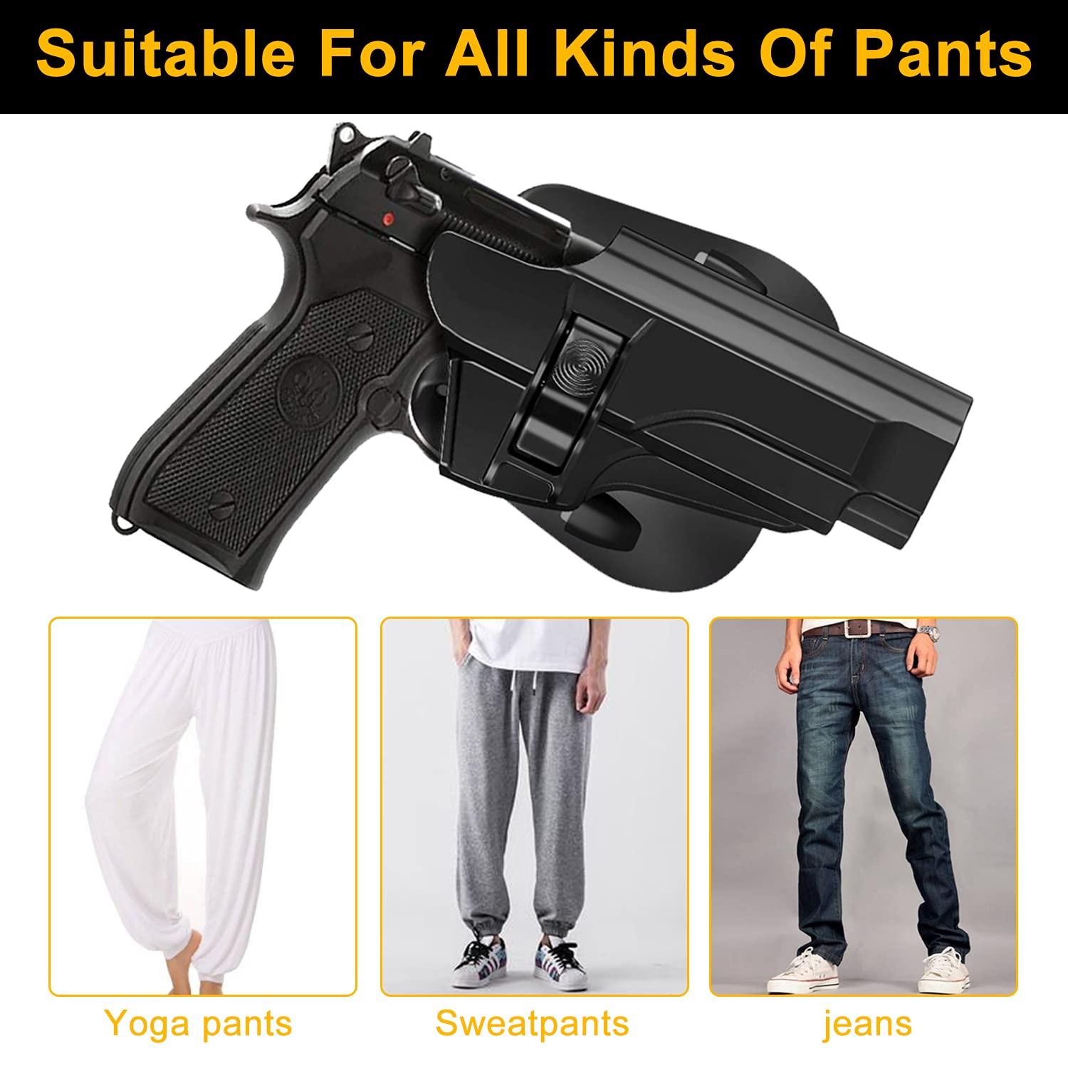 HQDA HQDA Beretta 92fs Holster Fit 92 92FS M9 M922 Holster, OWB Holster Tactical Outside Waistband Paddle Holster Holder,Right-Handed Black