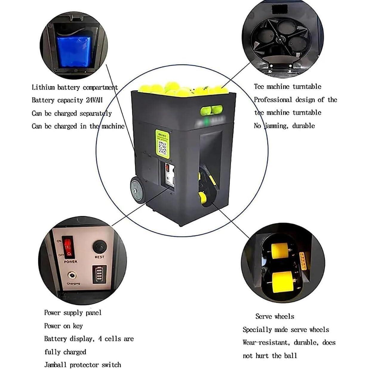 MAHWER MAHWER Portable Tennis Ball Machine, Automatic Tennis Ball Launcher, Adjustable Angle, Speed, Rotation, for Beginners Solo Training Sports, 50 Large Capacity
