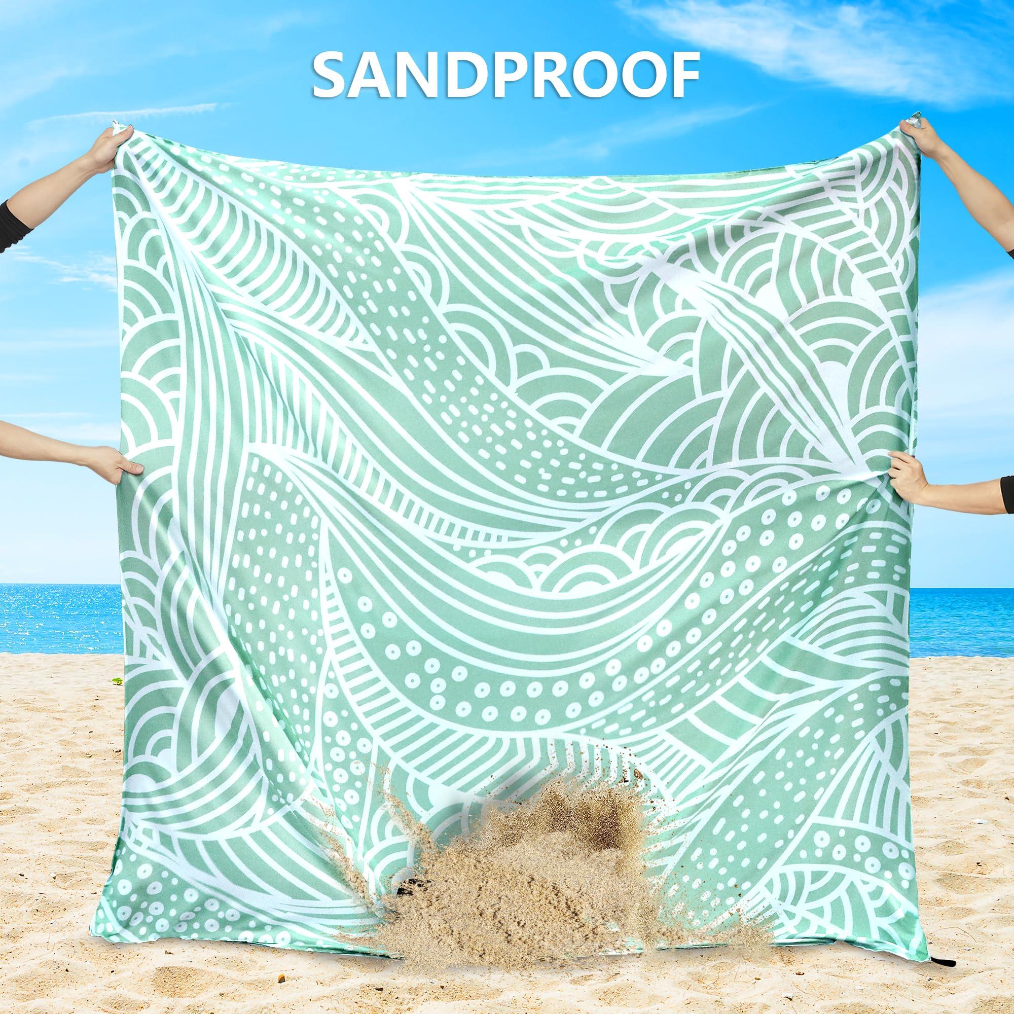 HIHOHO HIHOHO Beach Blanket Waterproof Sandproof Extra Large Beach Mat 79" X 83"/120"x108"for 1-8 Adults Quick Drying Durable Outdoor Picnic Mat for Beach Travel Camping Hiking