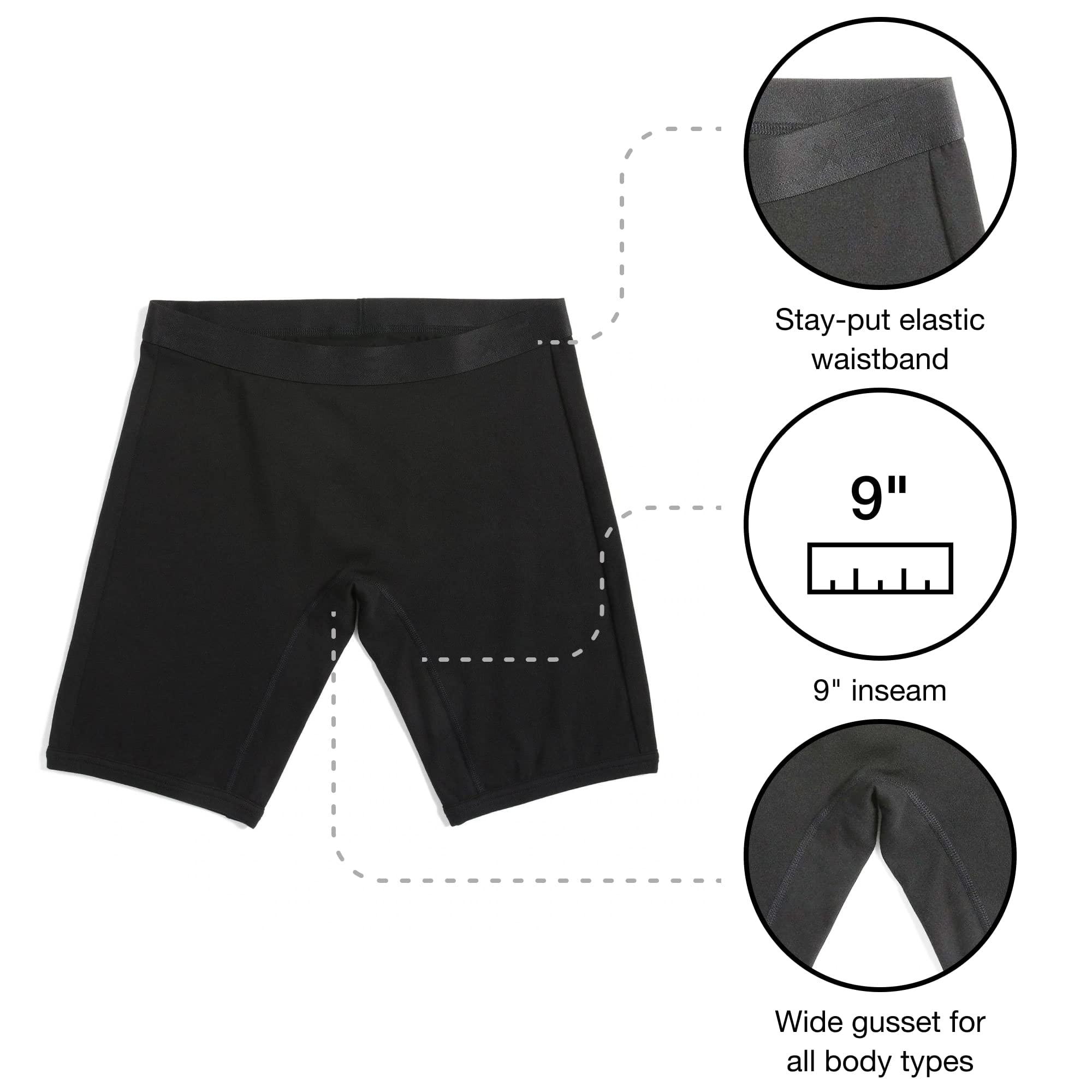 TomboyX TomboyX 9" Boxer Briefs Underwear For Women, Cotton Stretch Comfortable Boy Shorts Panties-4X-Large/X= Black