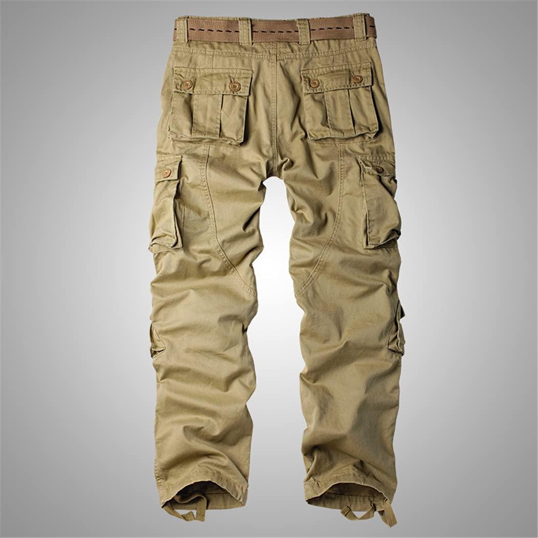 KEHAIOO KEHAIOO Men\'s Cotton Military Cargo Pants, 8 Pockets Casual Work Combat Trousers, Military Army Camo Cargo Pants Plus Size Black XL