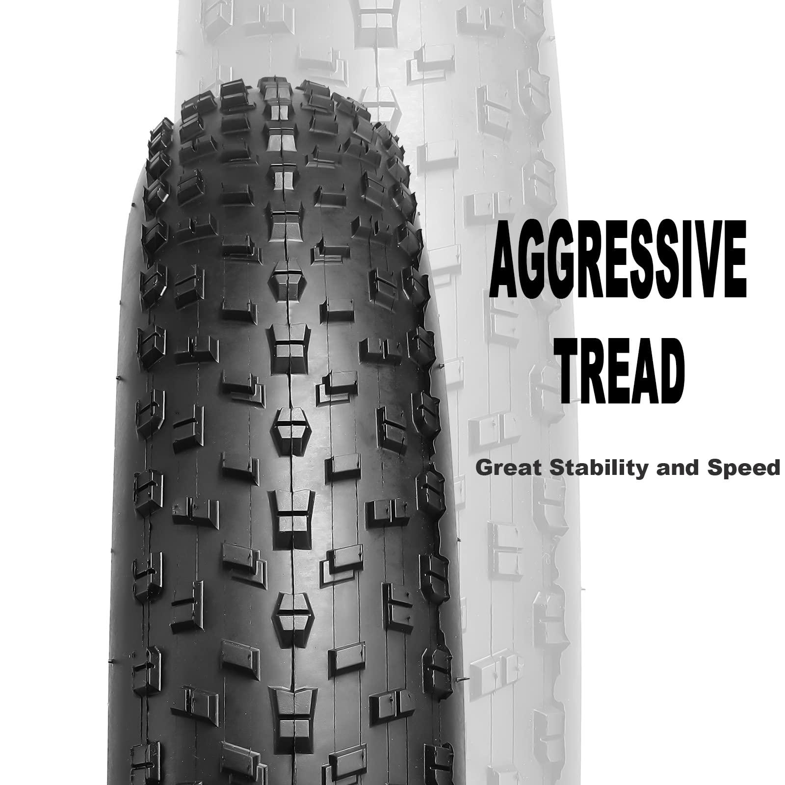 MOHEGIA MOHEGIA Fat Tire,20x4.0 inch Fat Bike Tire,High-Performance and All-Terrain Folding Replacement MTB Bicycle Tire with Street or Trail Riding (Black/2 Tires)