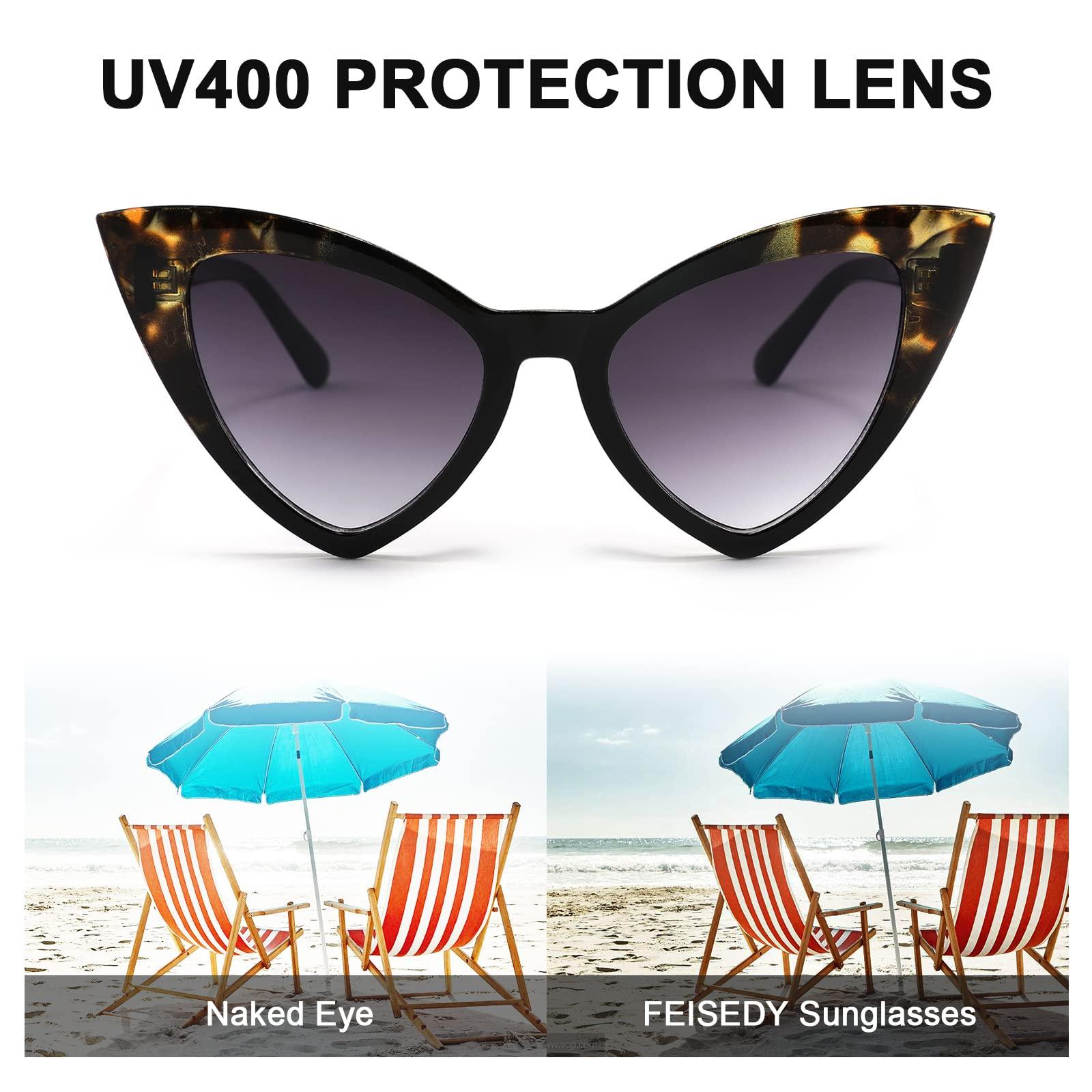 FEISEDY FEISEDY Retro Cat Eye Sunglasses for Women Fashion Vintage Cateye Sun Glasses B2235