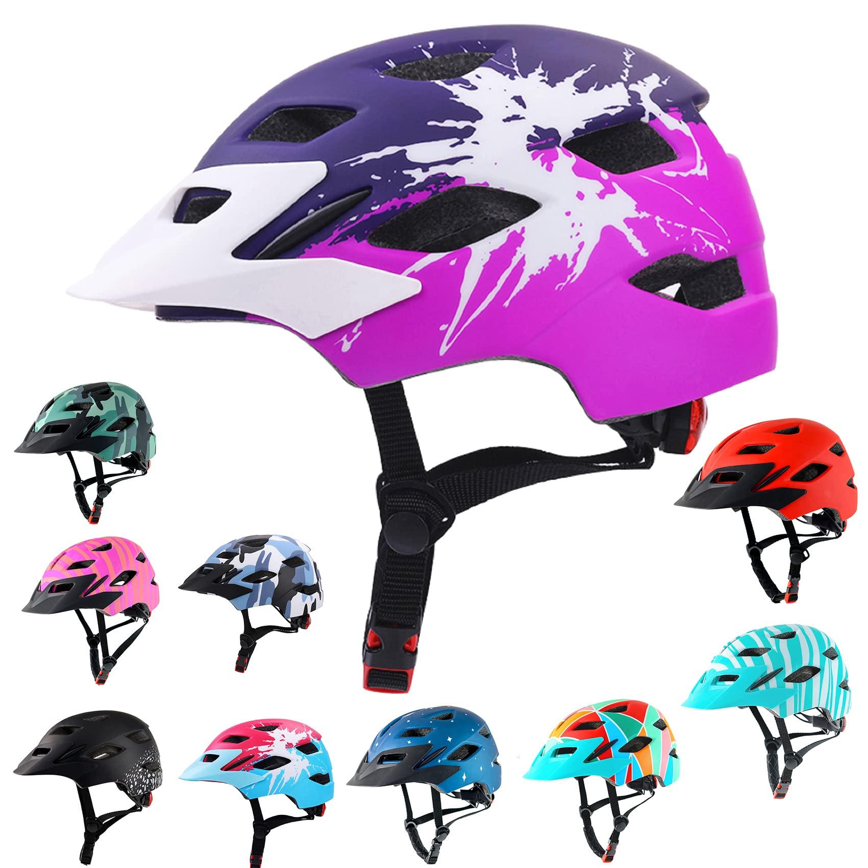 Bavilk Kids Bike Helmet,Bavilk Kids Boys Girls Bike Helmets with LED Light Detachable Visor Children Youth Teen Multi-Sport for Skating Cycling Scooter Skateboard Adjustable & Lightweight 19.7"-22.4"