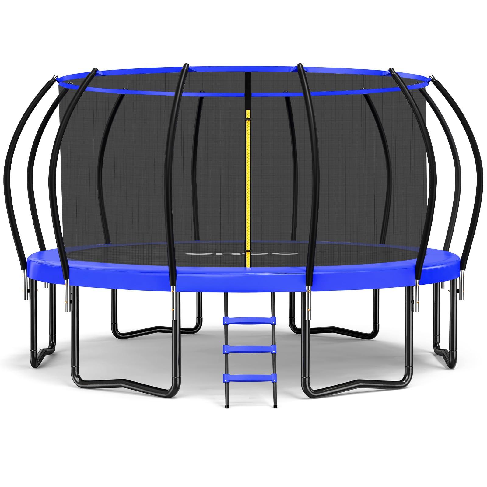 ORCC ORCC 1200LBS Weight Capacity Trampoline 16 15 14 12 10 8 FT for Kids Adults Outdoor Yard Trampolines with Safety Enclosure Net Non-Slide Ladder