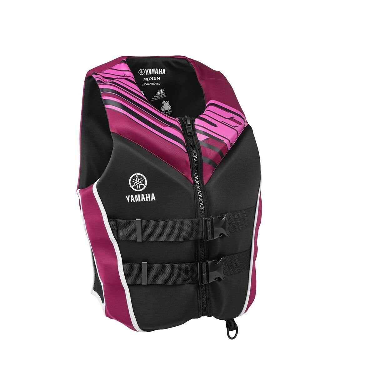Yamaha Motor Yamaha Women's Neoprene Two-Buckle PFD Life Jacket Vest (as1, Alpha, l, Regular, Regular, Pink/Black/White)
