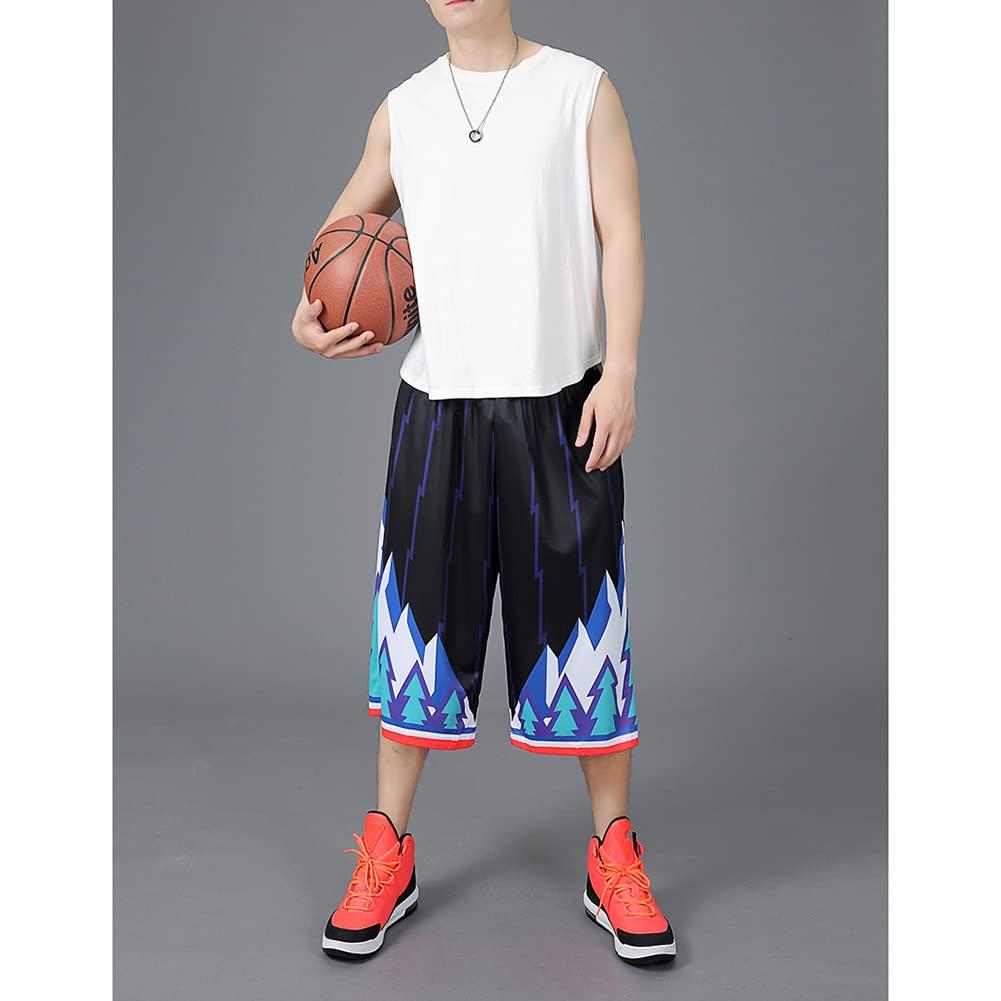 XYGJZ Long Basketball Shorts Men Big and Tall 3X Summer Activewear Casual Mens Workout Black Summer Wear(21506Black,3XL)