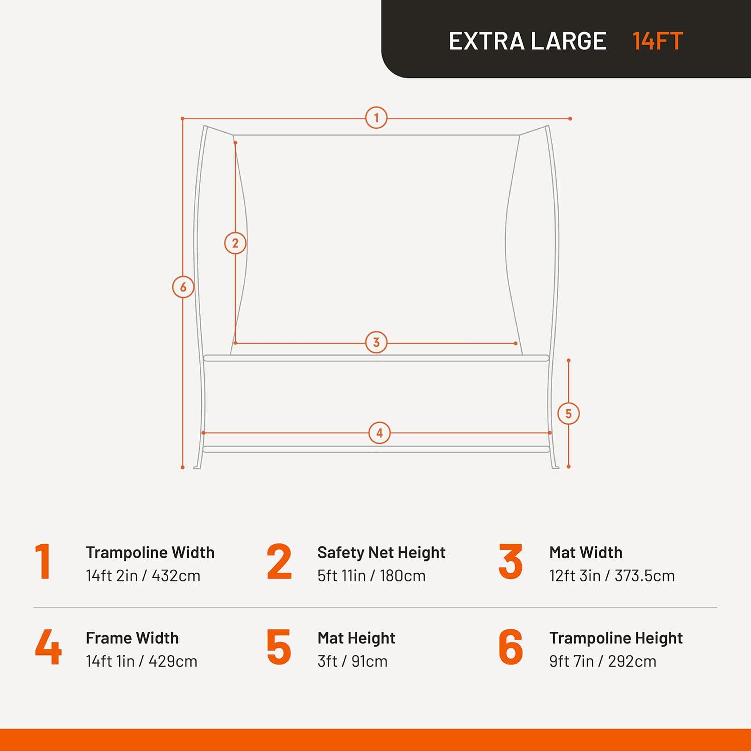 Vuly VULY Lift 2-14 FT Trampoline with Enclosure - Recreational Trampolines with AntiRust Coating, Double Galvanized Steel Outdoor Trampoline for Kids (Extra Large 14FT with Shade Cover)