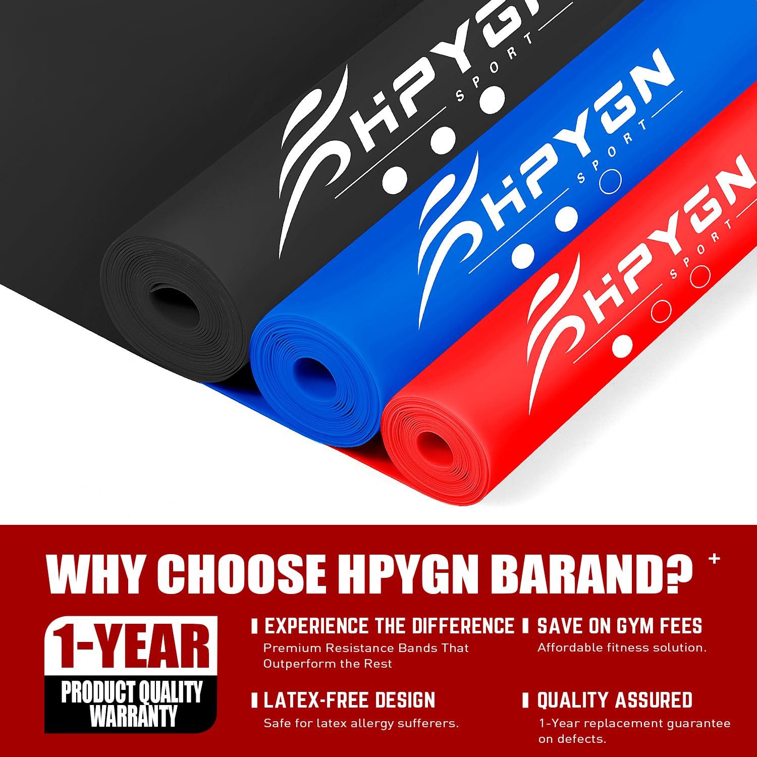 HPYGN HPYGN Resistance Bands, Elastic Exercise Bands Set for Recovery, Physical Therapy, Yoga, Pilates, Rehab, Fitness, Strength Training, Elastic Bands with 3 Resistance Levels, Home Workouts