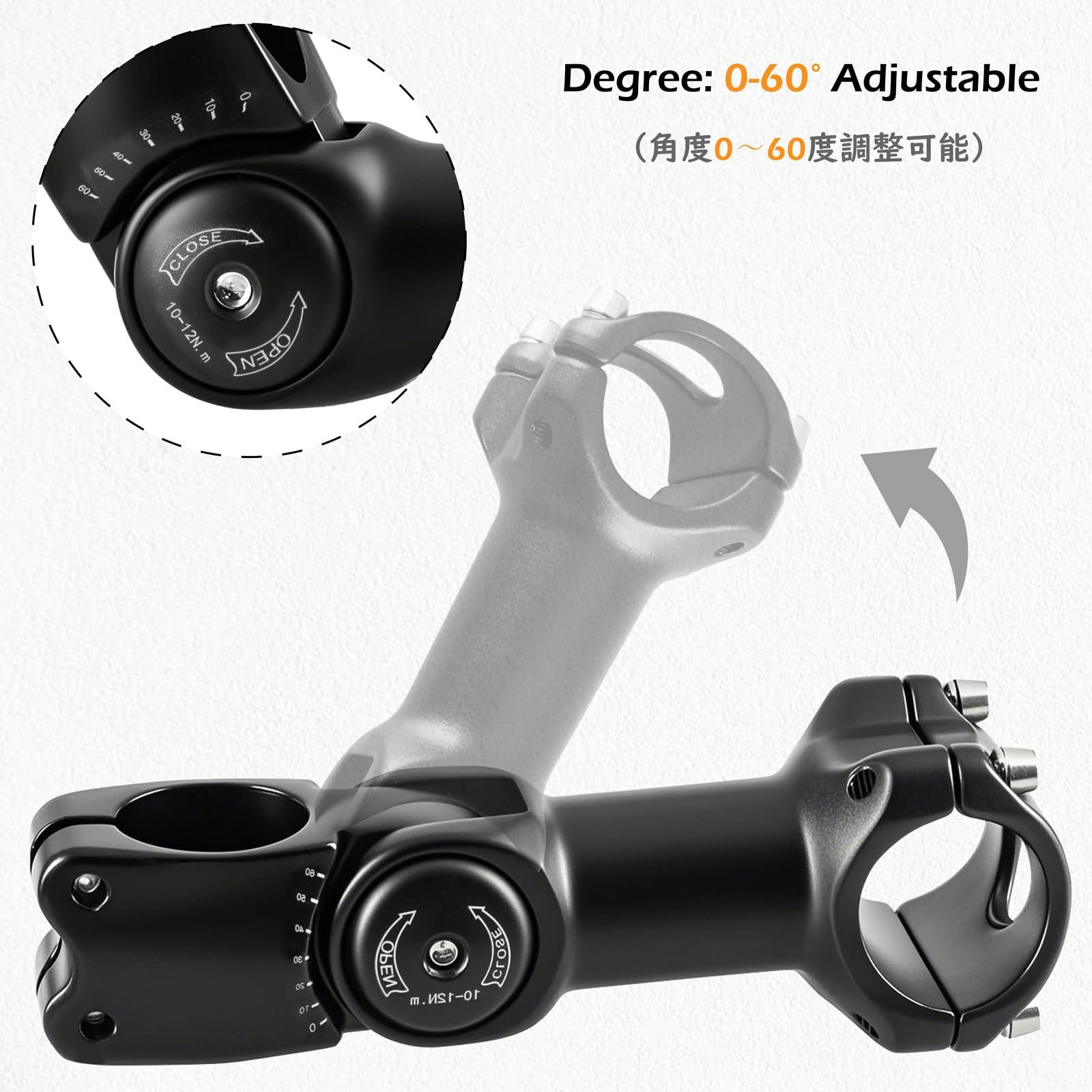 TRIWONDER TRIWONDER Bike Stem 25.4 31.8 Adjustable 60 Degree 90mm 110mm 130mm Bike Handlebar Extender Stem Riser Bicycle Handle Bar Extensions for Mountain Bike, Road Bike, MTB, BMX, Cycling