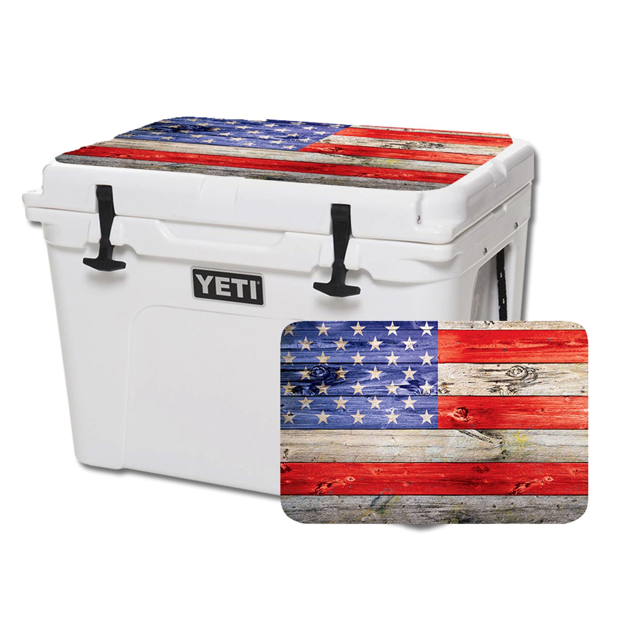 USATuff USATuff Vinyl Cooler Lid Kit Compatible with YETI 45 qt Tundra | Easy Peel & Stick Application Cooler Skin Decal Wrap | Durable Pre-Cut Pieces | Made for Outdoor Use - USA Flag Color