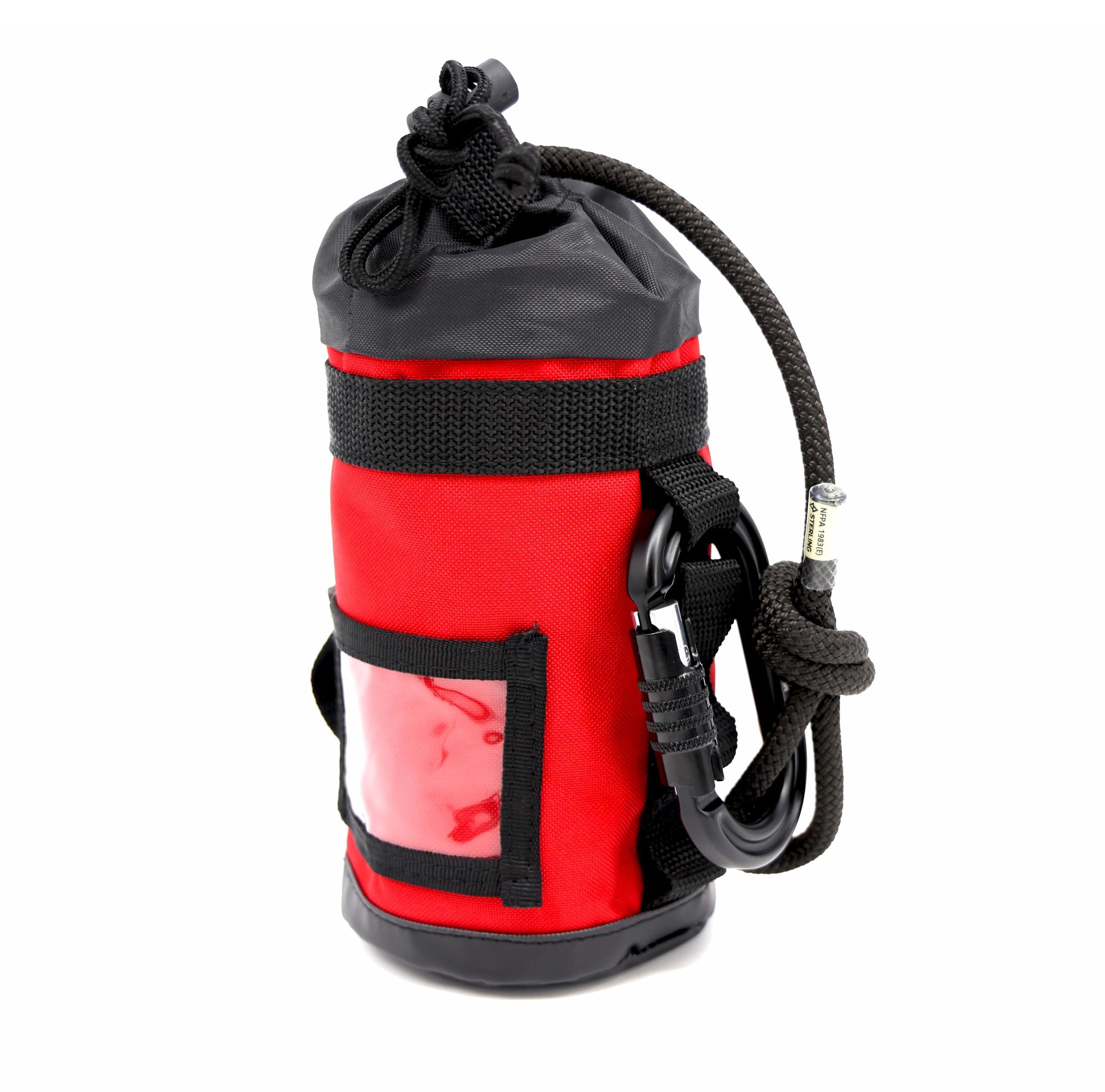 Lightning X Products Lightning X Fire Rescue Personal Escape Rope Bag Bail Out Kit w/ 40' x 8mm Rope & Carabiner NFPA - Red